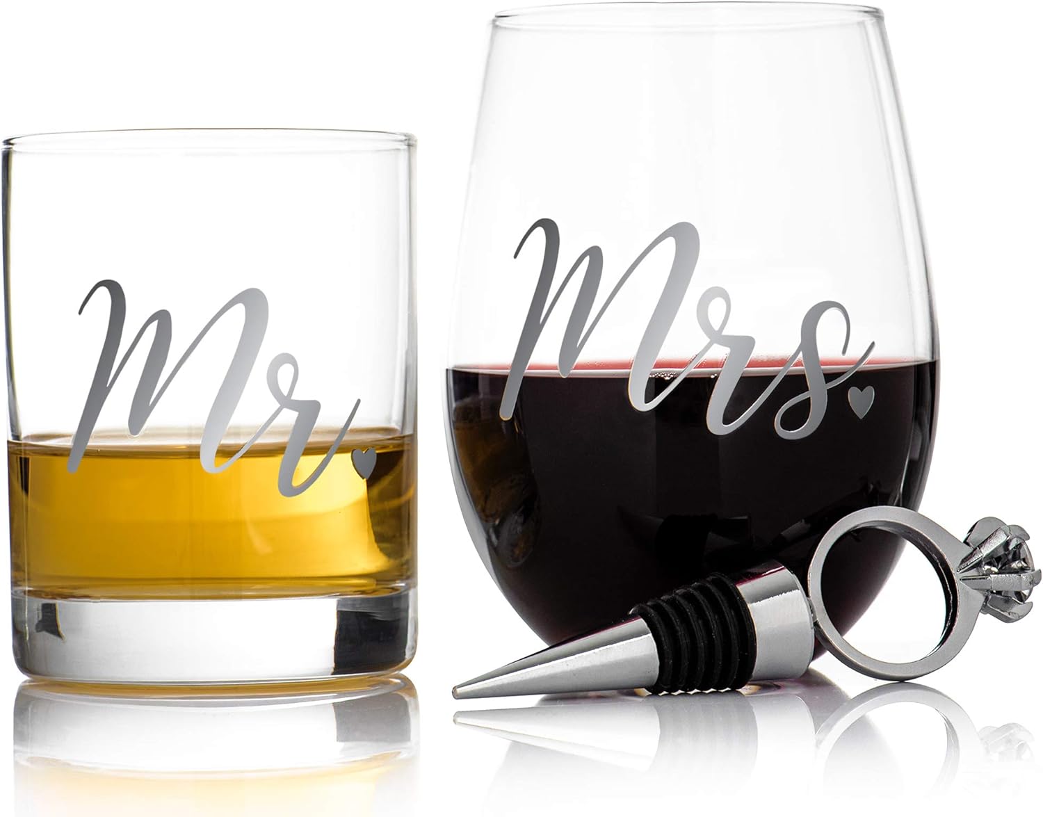 LIVIVO Set of 2 His and Hers Whisky and Wine Glass Set Fun Novelty