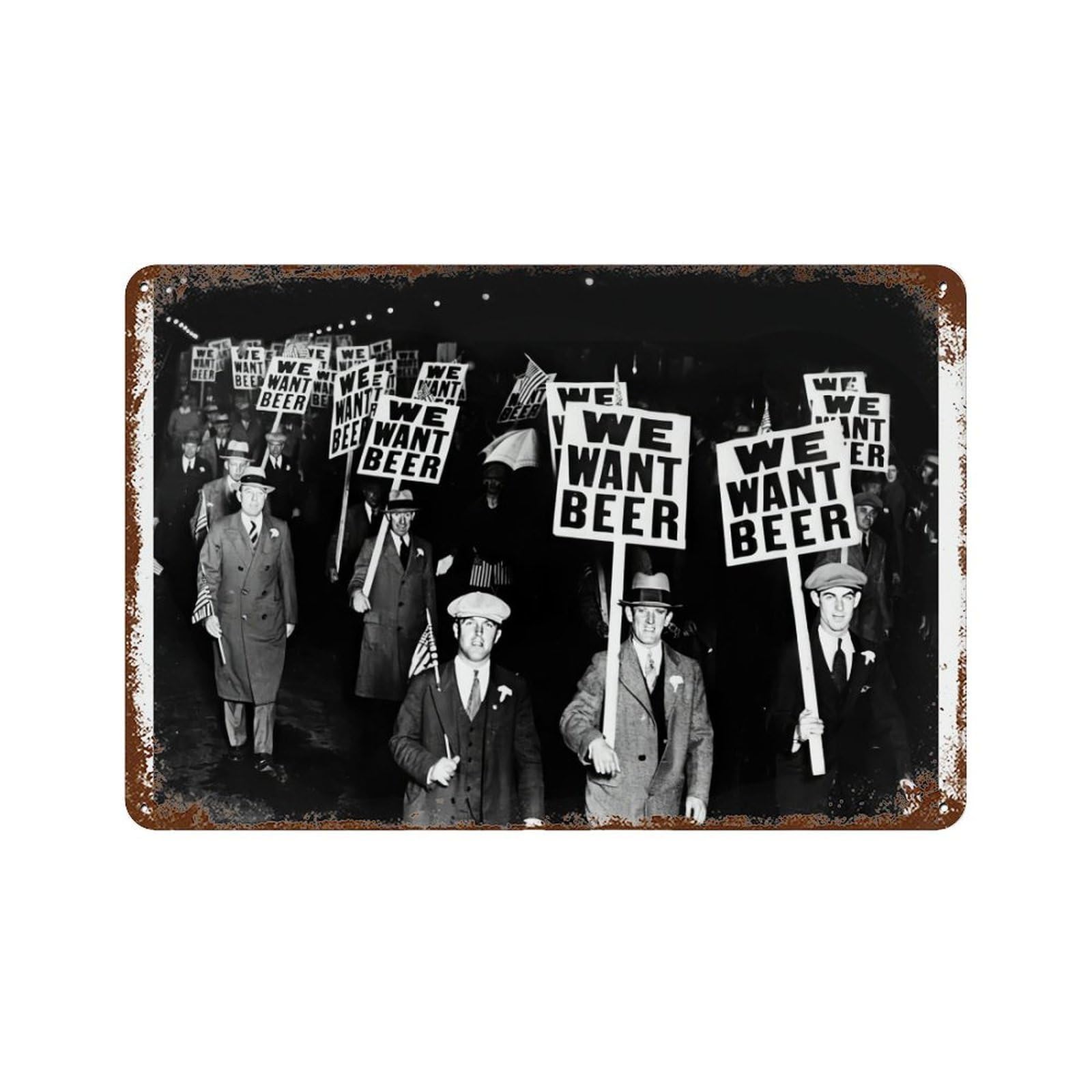 xiaoxiaoshen Prohibition Era Beer Funny 1920s Protest, We Want Wall Decor Art Metal Tin Poster Modern Home Decor Art Home Bar Shop Decorations Vintage Sign 20x30cm
