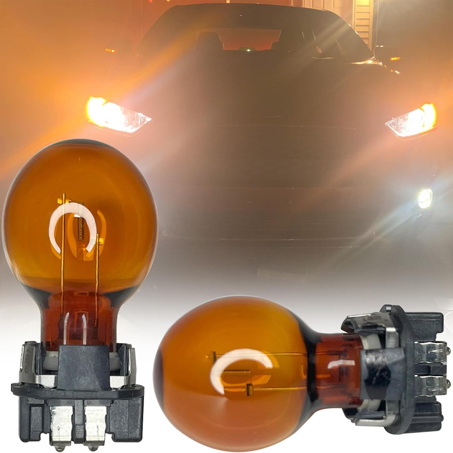 Front Turn Signa Lights Bulbs for Ford 2013-2020 Fusion, 2014-2023 Transit Connect, 2019-2024 Edge Amber Halogen Turn Signal Blinkers/Parking Flasher Light Lamp Bulbs DS7Z13466A