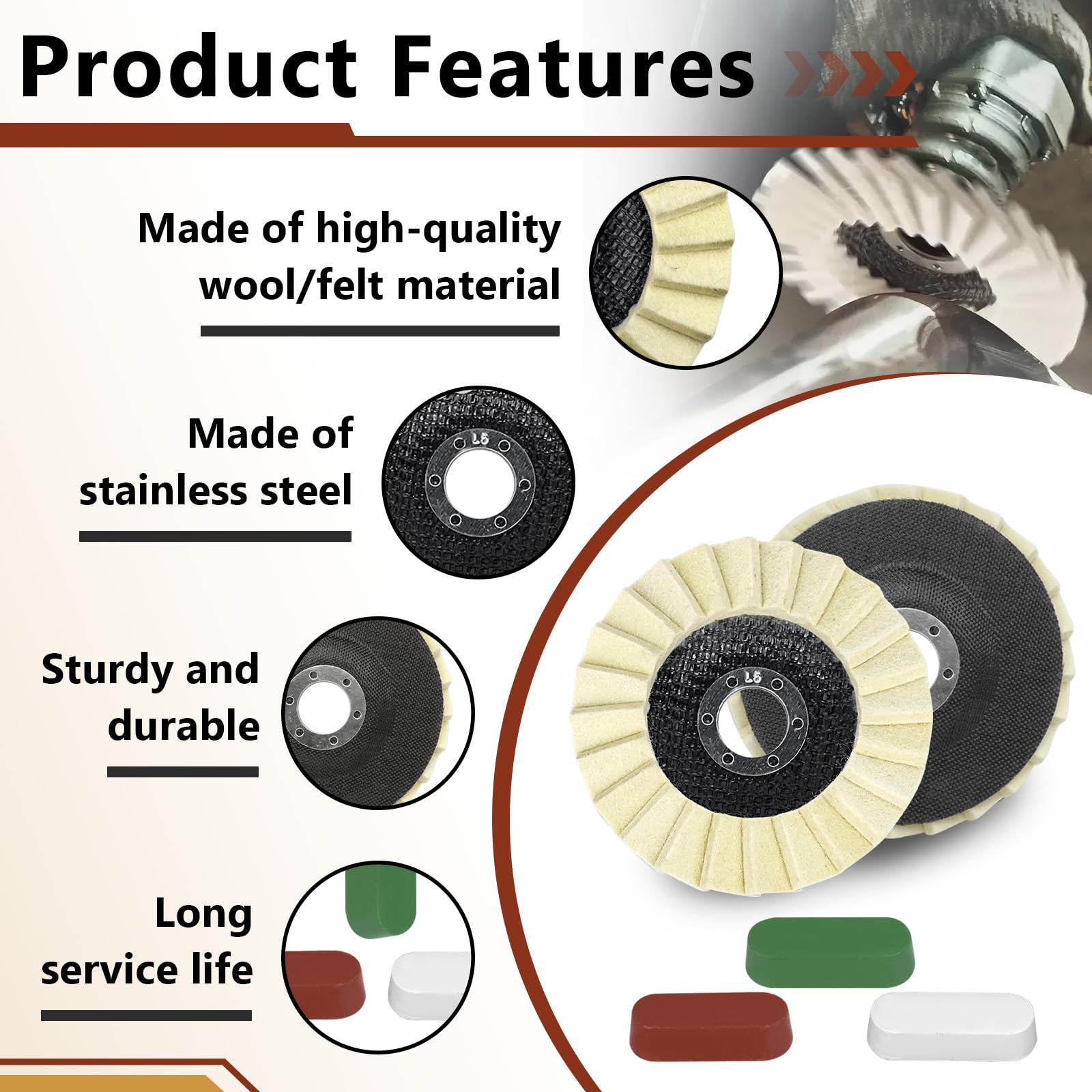 Angle Grinder Buffing Wheels - 12 Pack -4