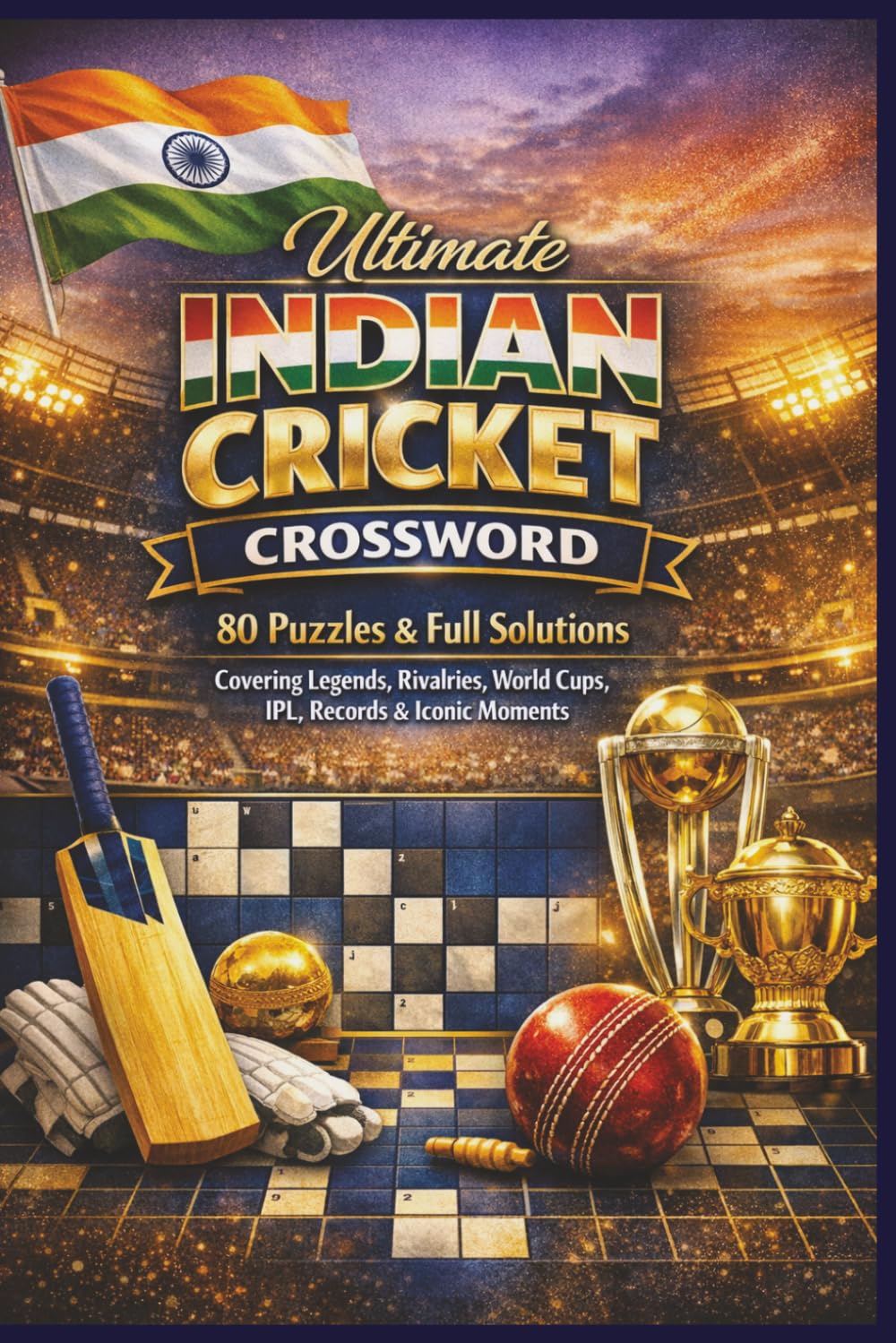 Ultimate INDIAN CRICKET CROSSWORD: 80 Puzzles & Full Solutions Covering Legends, Rivalries, World Cups, IPL, Records & Iconic Moments (Rohim's Indian Desi Puzzlers)