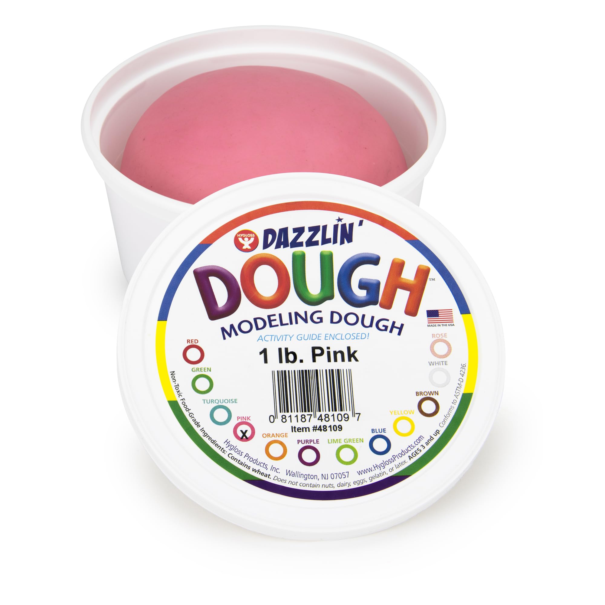 Hygloss Play Modeling Dough - Pink Dough Unscented - Safe & Non-Toxic for Kids Arts & Crafts - Party Favors - Classroom Supplies - 1lb