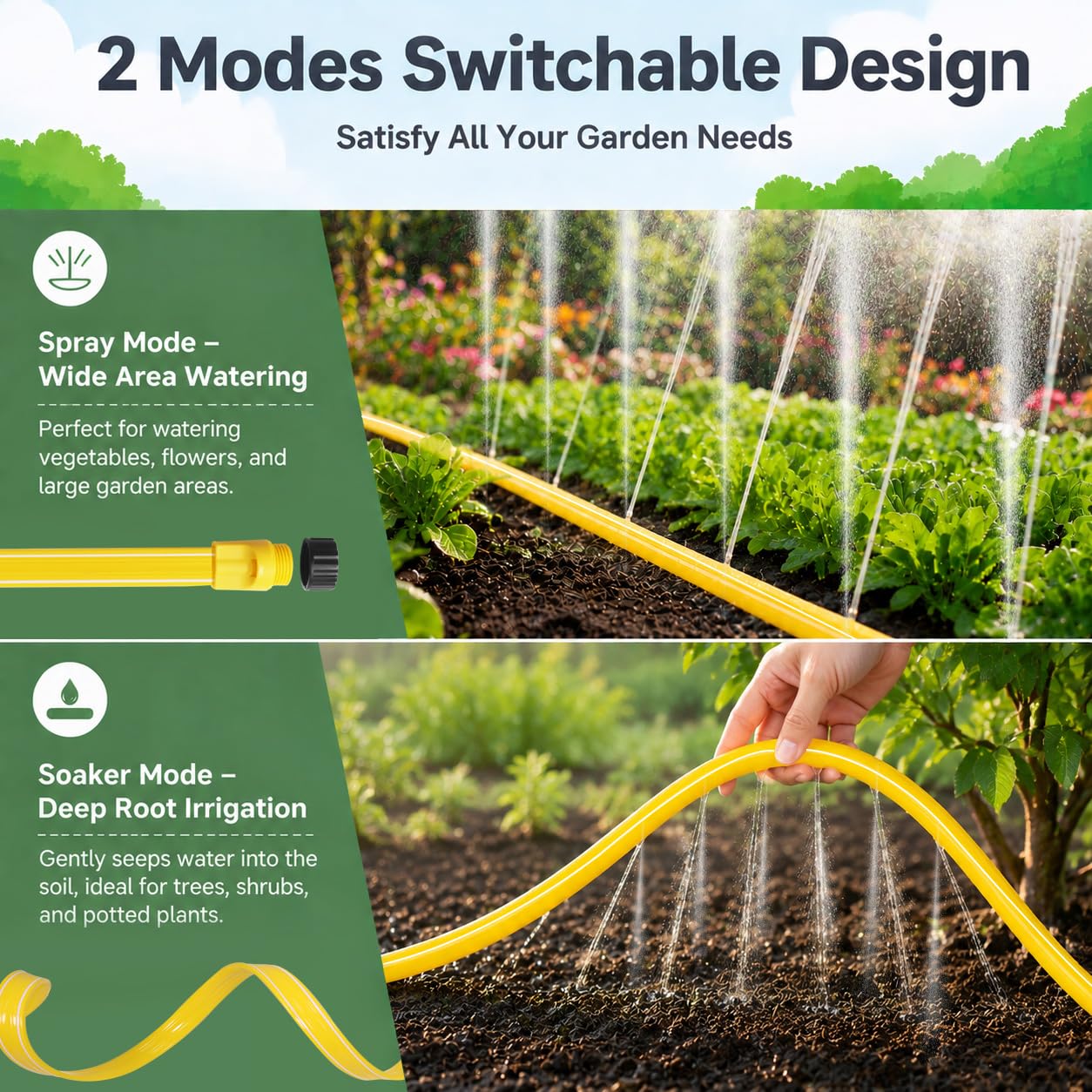 Tubo flessibile per irrigazione da giardino da 4,6 m, confezione da 3 pezzi, per giardino, giardino, irrigazione a goccia (confezione da 3)