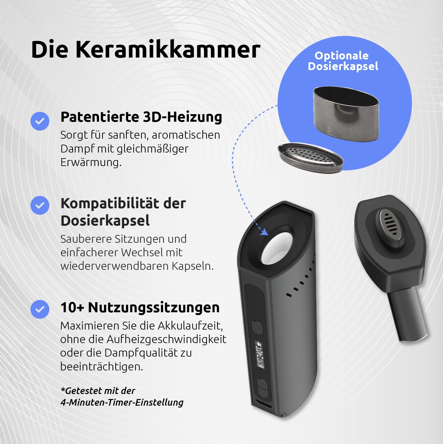 Nectar Platinum+ Vaporizer für Kräuter und Extrakte | 3 Jahre Garantie | 3 D Heiztechnik mit 10-Session Batterie, Präzise Temperaturregelung, Einstellbarer Luftstrom, Keine Kunststoffteile
