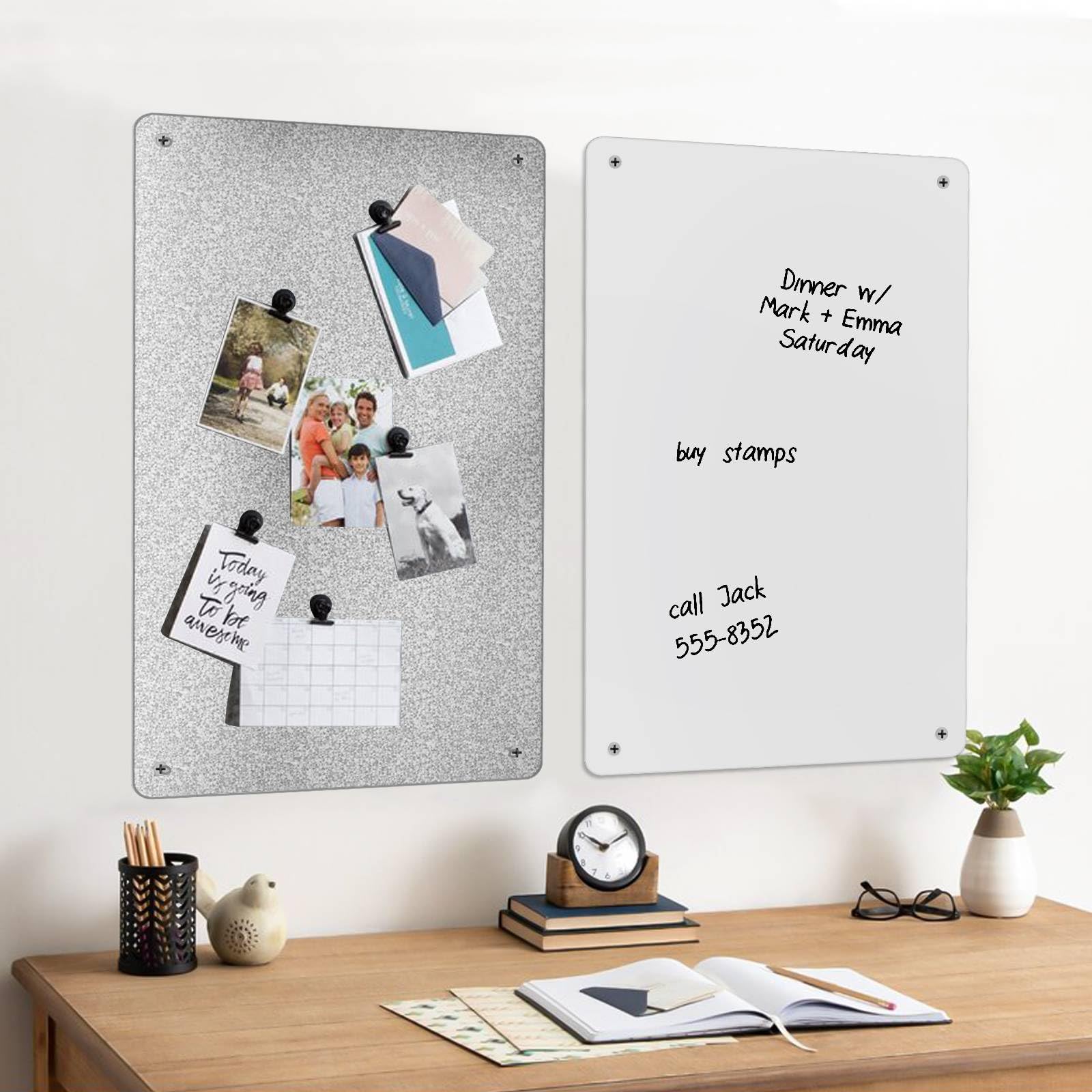 Placa Magnetica para Imanes, Tablero Magnetico para Imanes, Pizarra Magnético Grande Pared, Pizarra Adhesiva Pared para Imanes Nevera Refrigerador Gabinete (Blanco - 2 Paquetes)