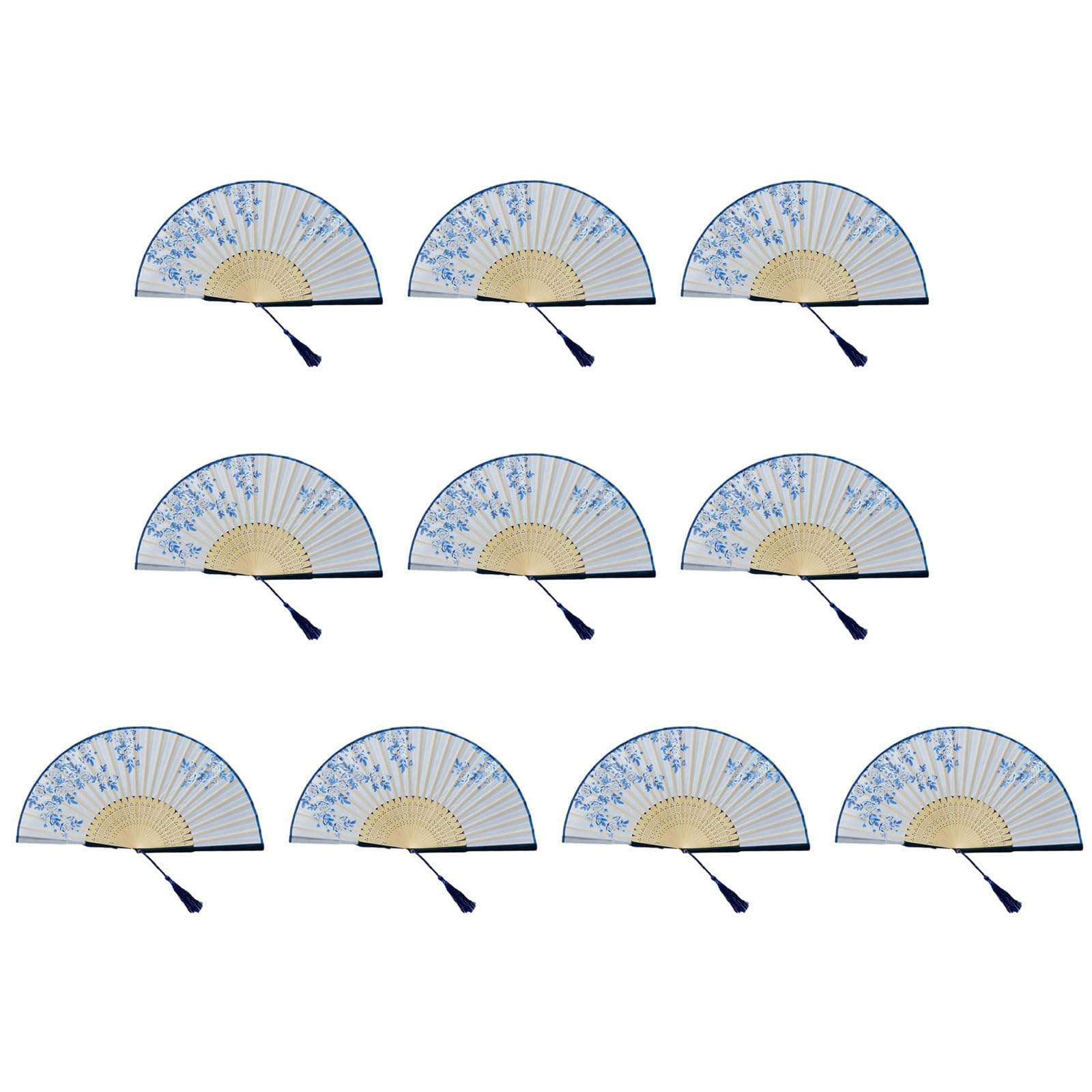 Tsophreniq Of 10 Bamboo Folding Fans Traditional Chinese Handheld Fan with Elegant Carvings for Cooling and Decoration Bamboo Fan