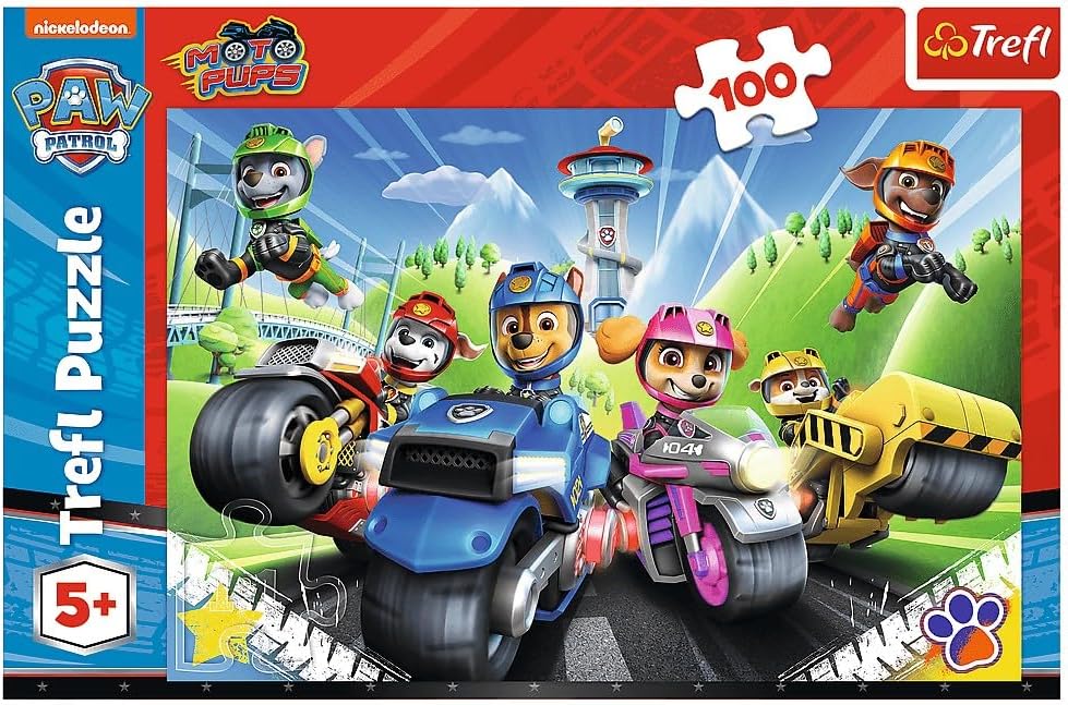 Trefl Paw Patrol on Motorbikes – 100 Piece Jigsaw Puzzles for Kids – Paw Patrol Puzzle for Children – For Ages 5+