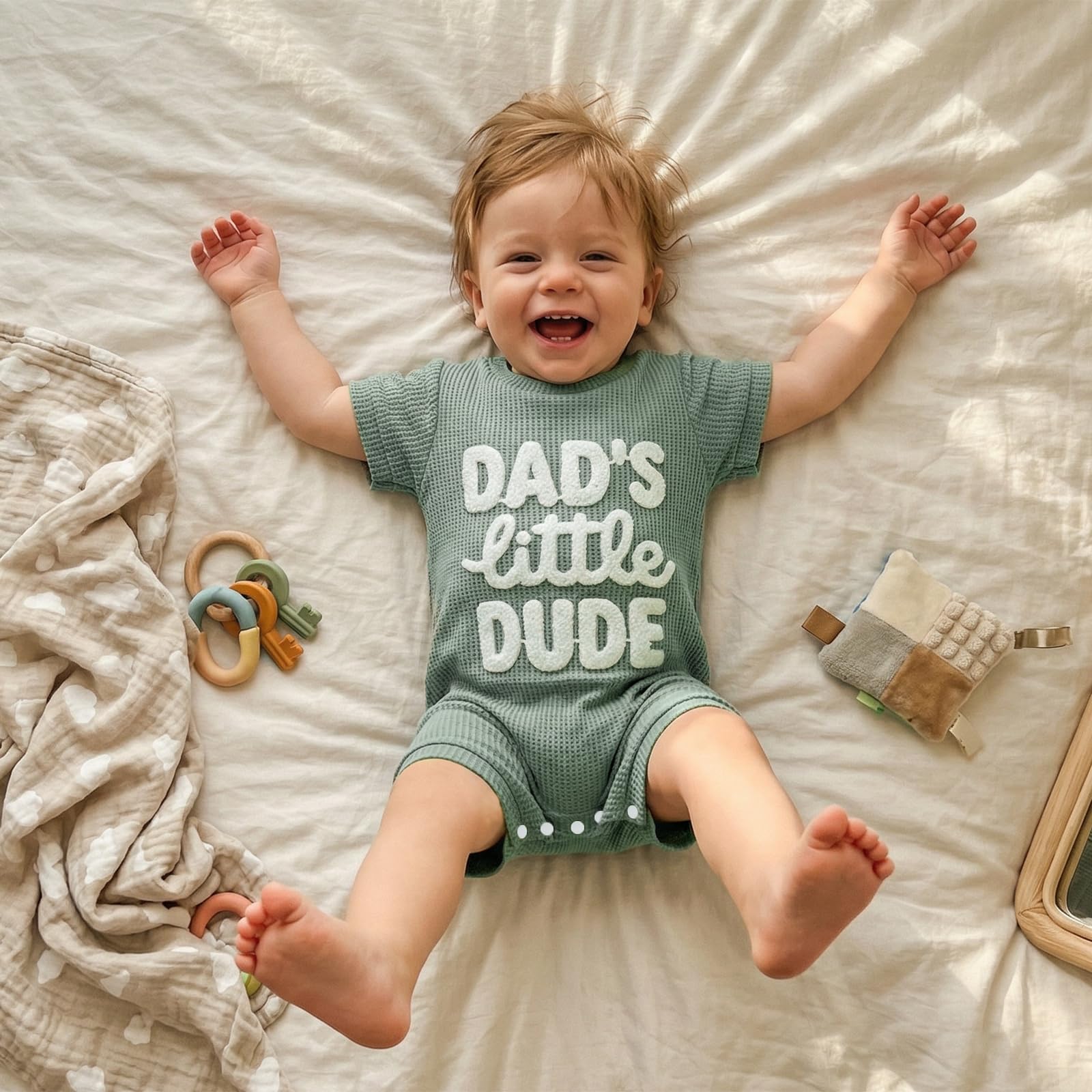 Loalirando Neugeborene Baby Jungen Kleidung Sommer One Piece Outfit Waffelstrick Kurzarm Einteiler