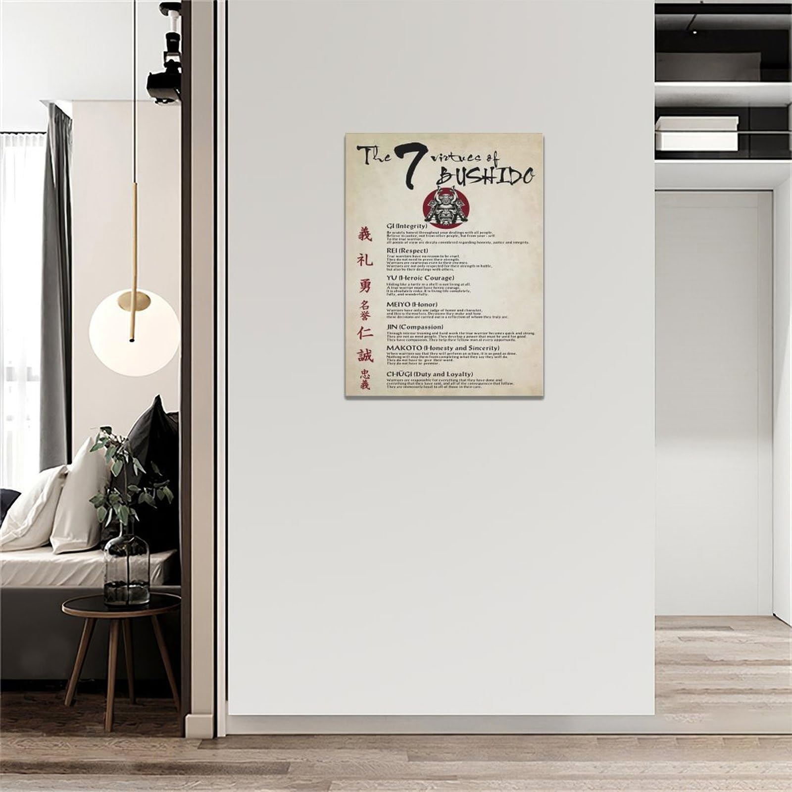 Stampa Su Tela Con Samurai Giapponese E Le 7 Virtù Del Bushido – Poster Ispirazionale Con Cornice, 30,5x40,6 Cm – Decorazione Da Parete Per Ufficio E Camera Da Letto - 2