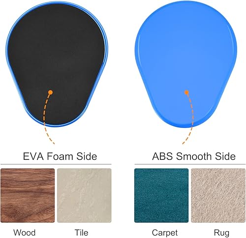 Miniatura 3 de uxcell Deslizadores de núcleo de ejercicio, discos deslizantes de doble cara para uso en alfombra o suelo para entrenamiento de cuerpo completo Azul