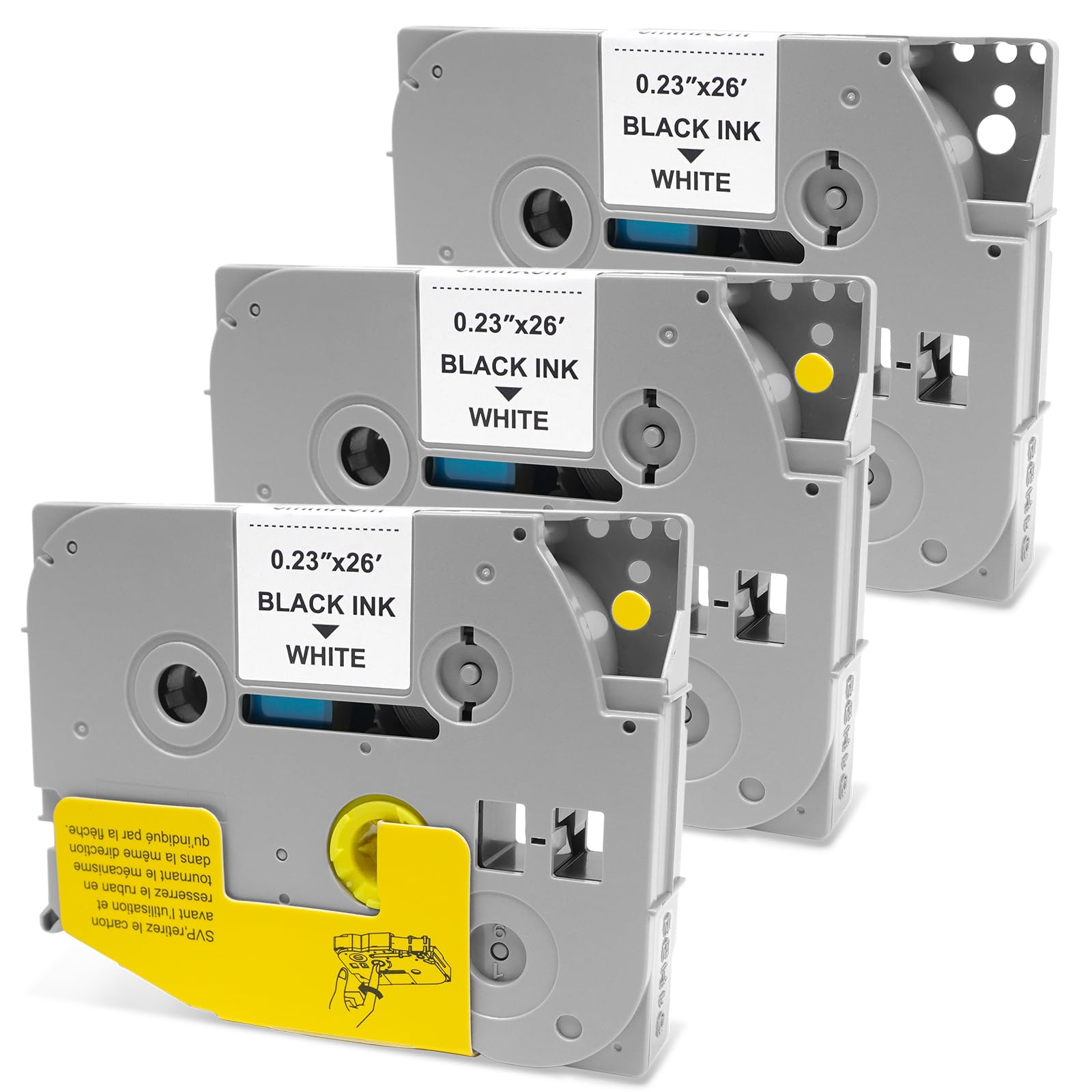 3x TZe-211 Compatible Brother P-touch Label Tape 6 mm Black on White