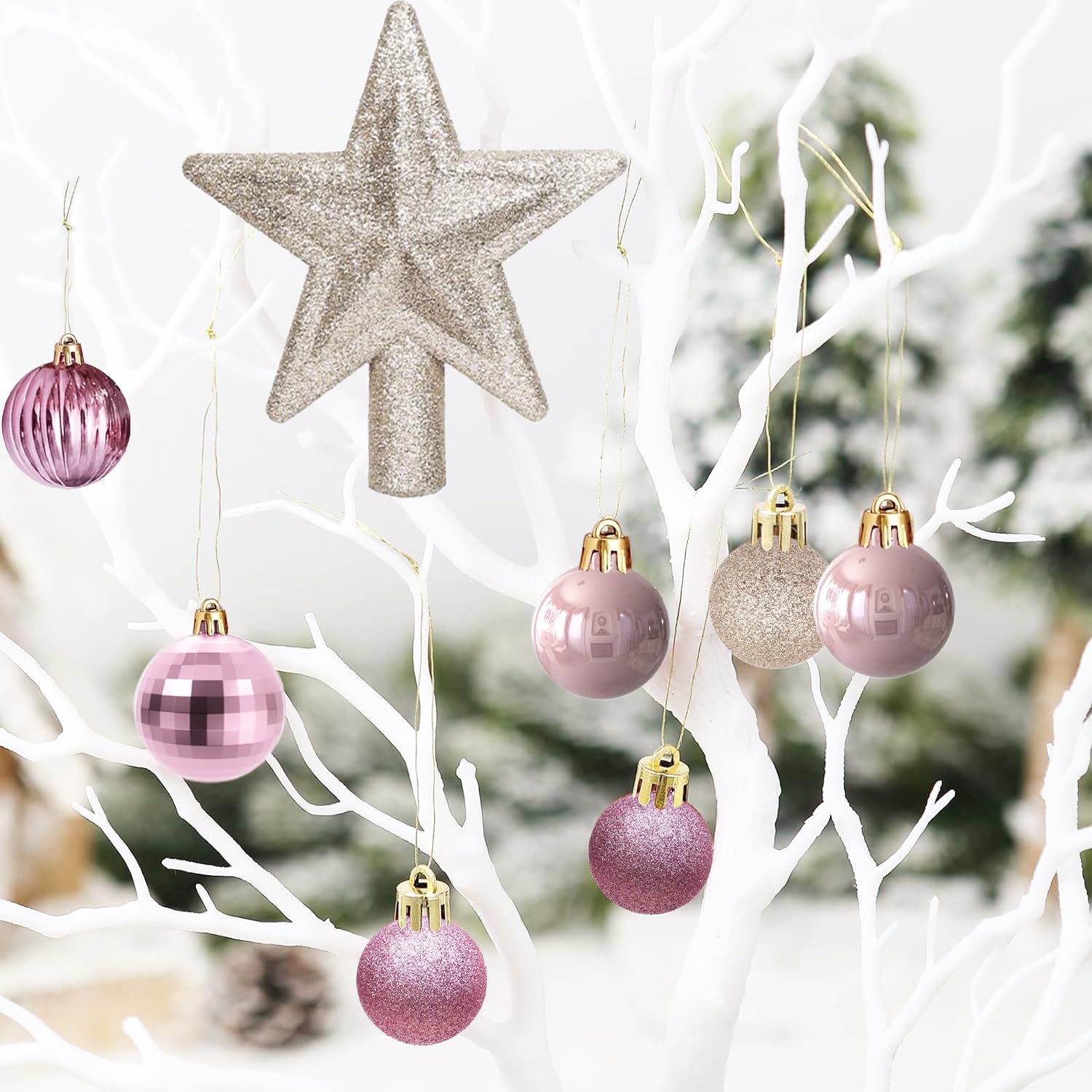 Palline di Natale Rosa 6 CM, 12 pcs Palline Albero Natale, Palla di Natalizie, Decorazioni Albero di Natale, Plastica Addobbi Natalizi, per Natale Vacanze Feste Decorazioni