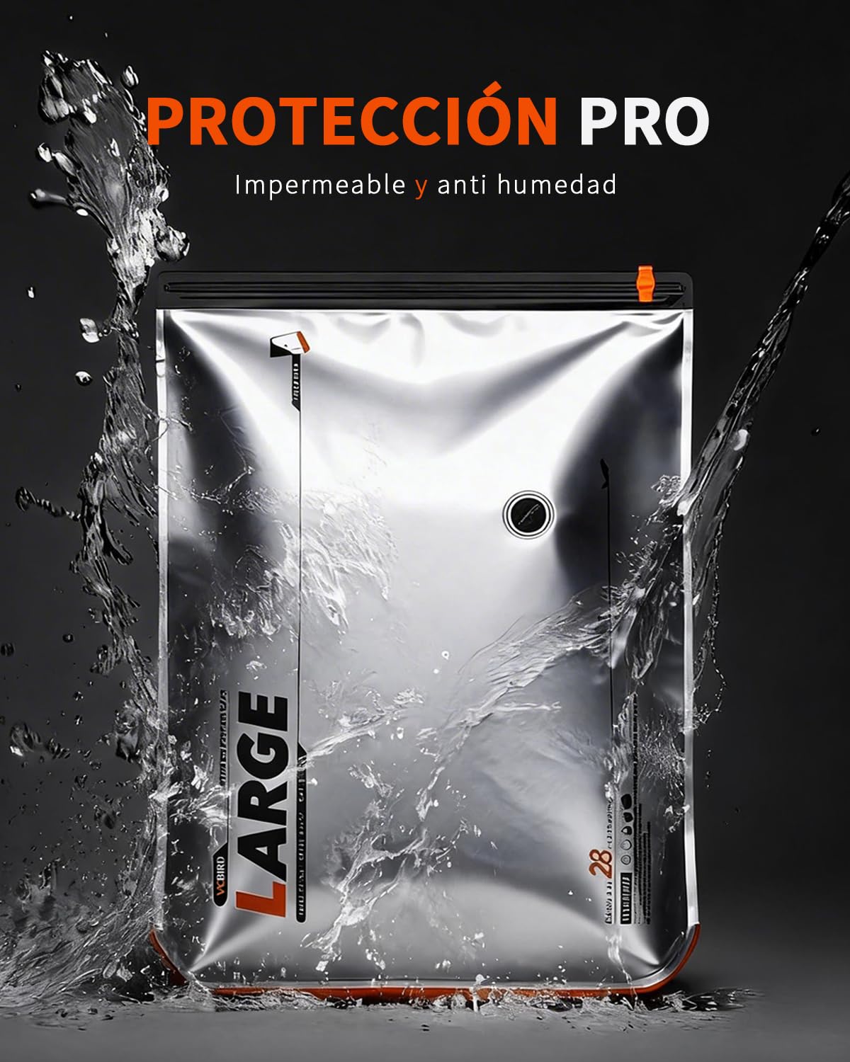 Vacbird 10 Bolsas Vacio Ropa con Bomba de Vacío Eléctrica Inalámbrica, 5 x 40 x 54 cm y 5 x 47 x 64 cm, Especialmente Diseñadas para Organización de Maletas y Viajes