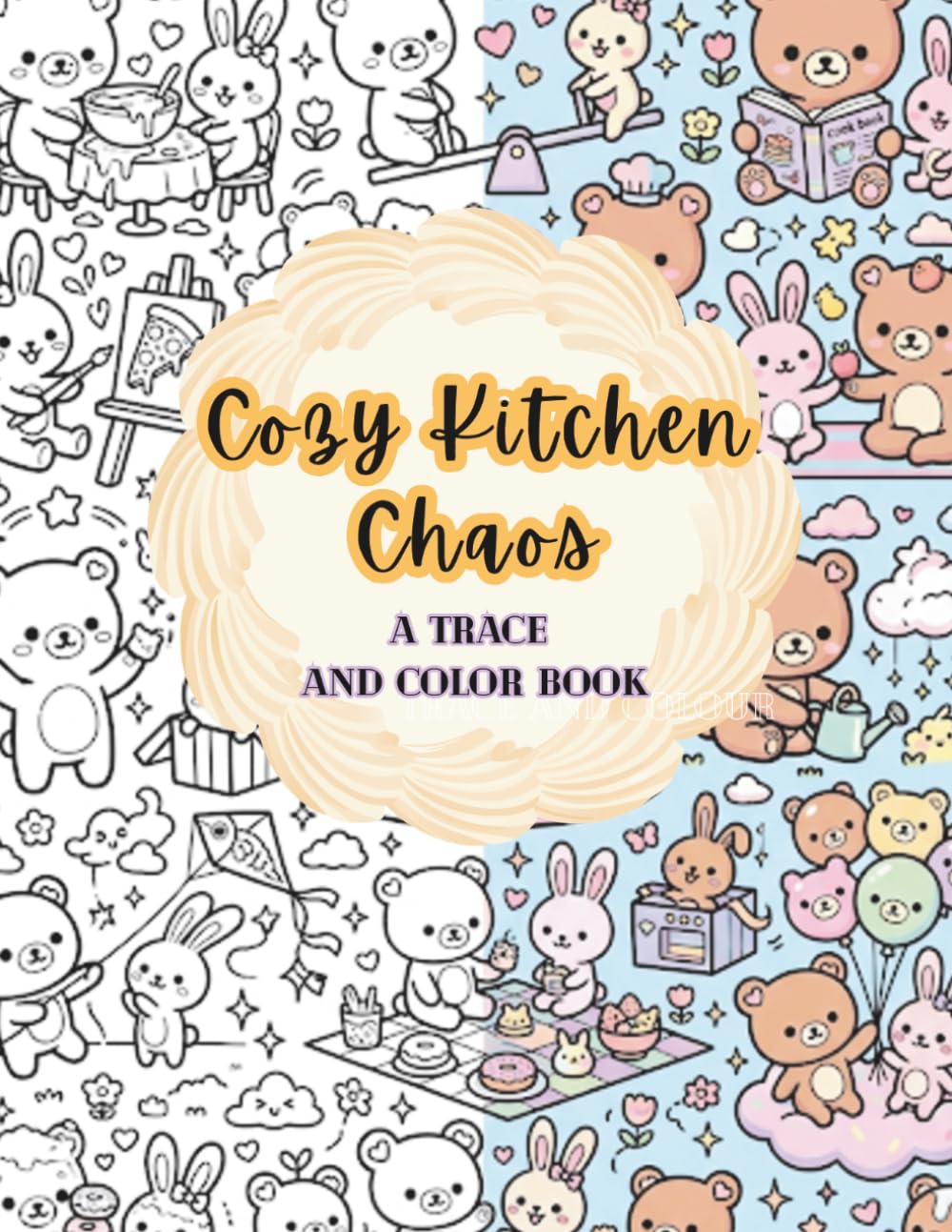 Cozy Kitchen Chaos A Trace and Color Book: A Kawaii Micro-Doodle Adventure into Food (The Cozy Clutter Doodle Series)