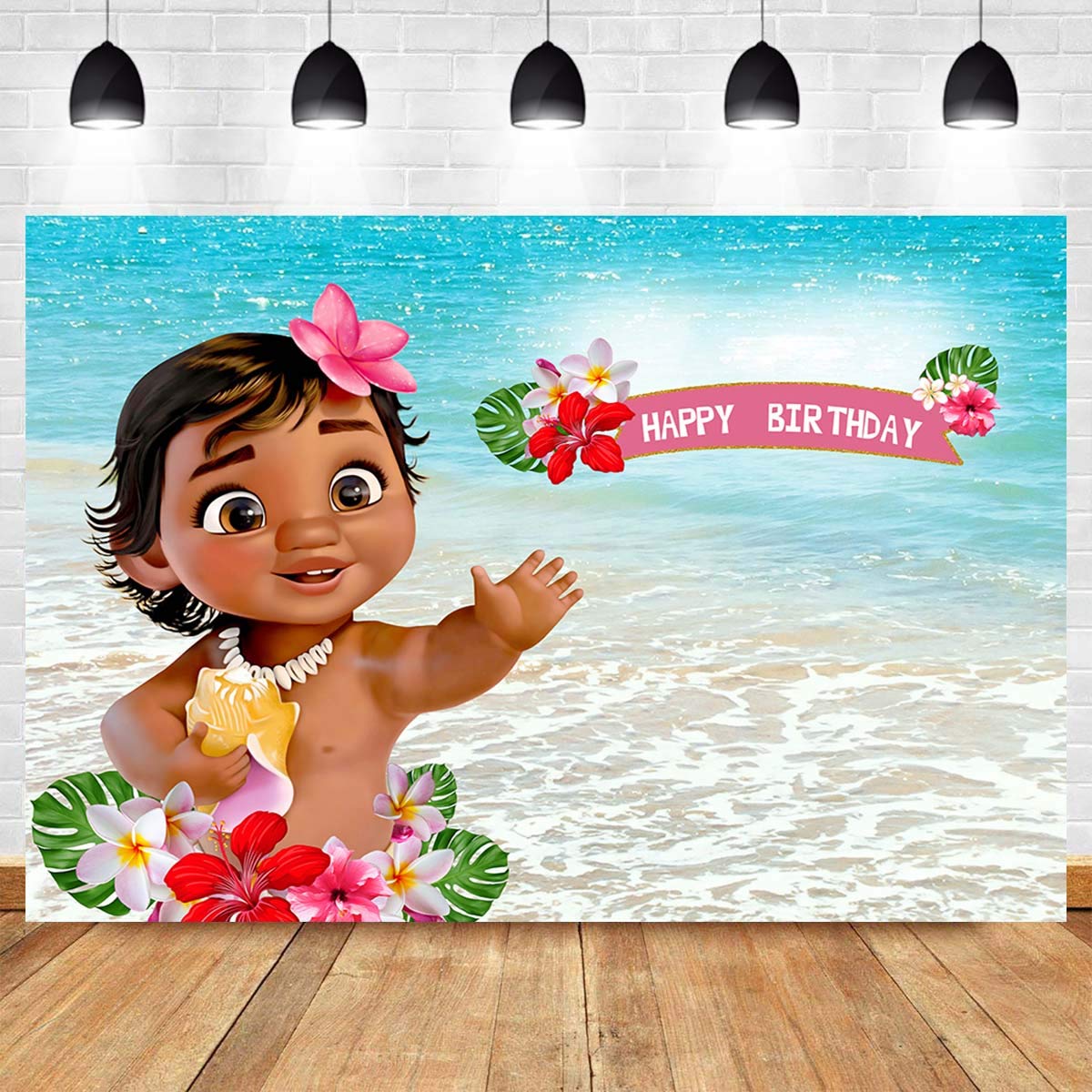 Mmy 5x3ft Baby Moana Backdrop 1st Birthday Party Banner Supplies Summer Sea Blue Water Ocean Background Princess Baby Shower Moana Wallpaper Photobooth Props Amazon Sg Electronics