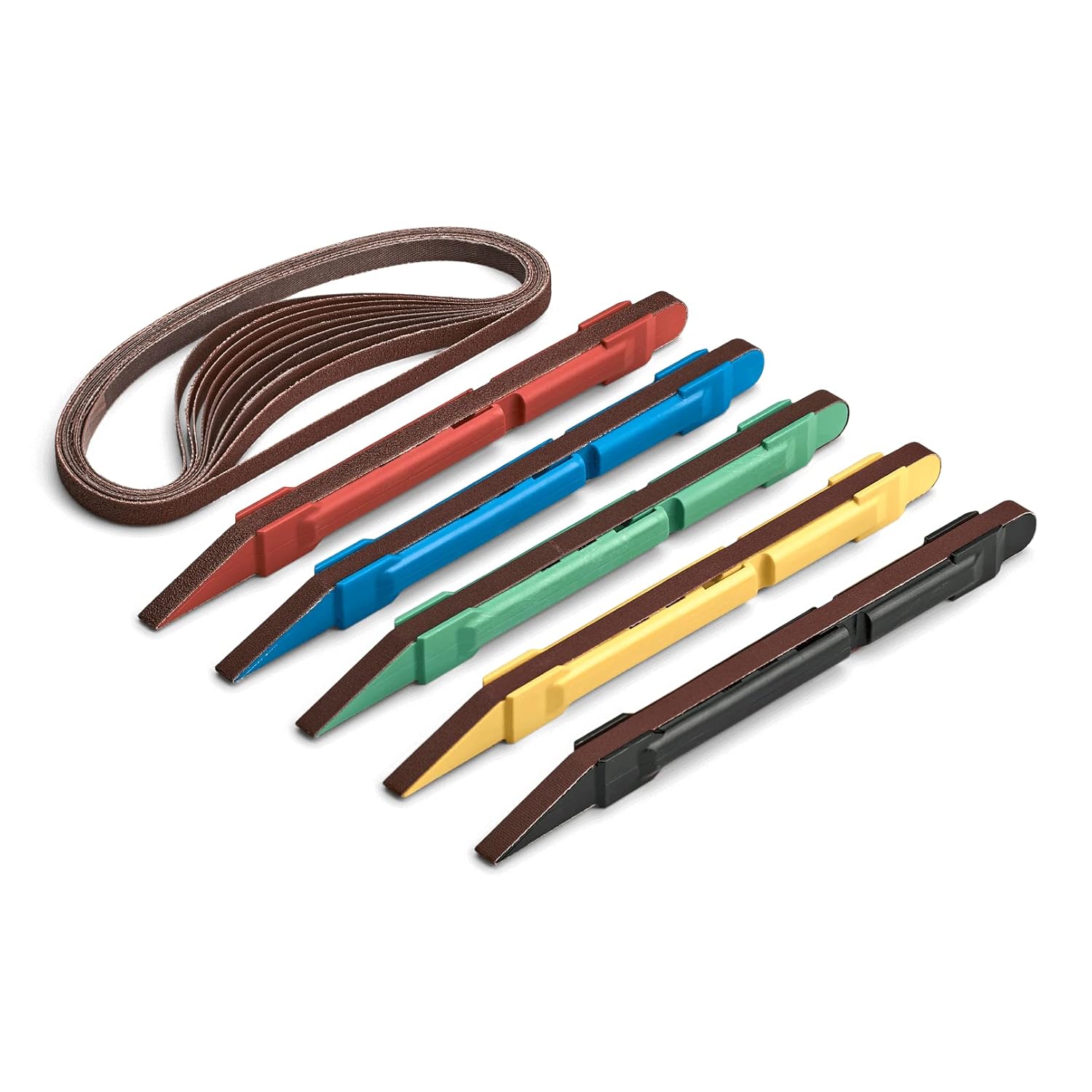 GRA Products 5 Piece Sanding Detail Stick Set With 2 Extra Replacement Belts Per Stick 5 Grits
