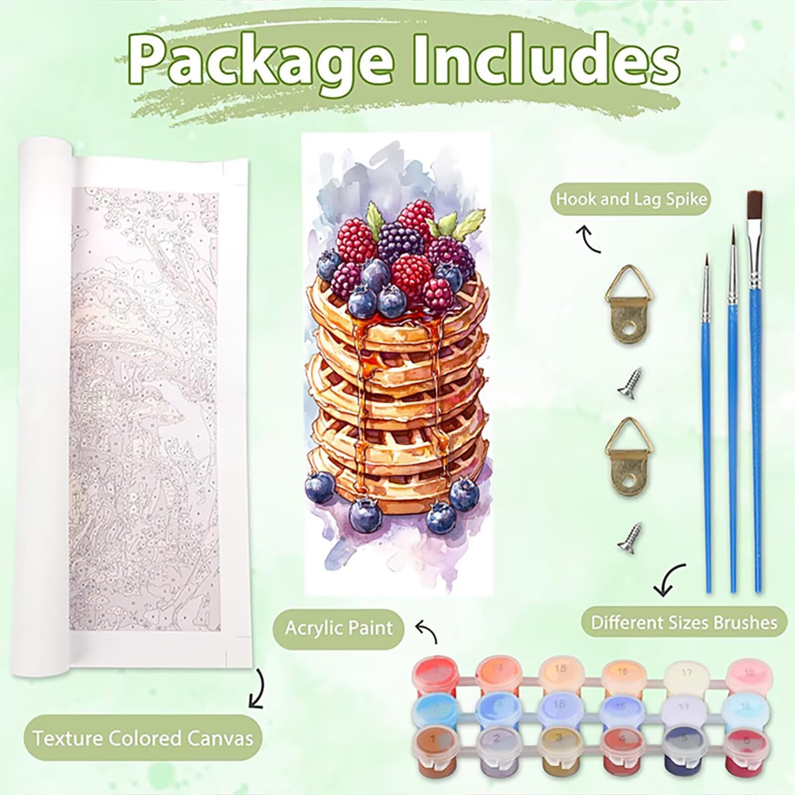Malen Nach Zahlen 50x150cm Leinwand Waffeln Malen Nach Zahlen Erwachsene mit Ohne Rahmen, DIY Kreativ Set für Erwachsene mit Pinseln und Acrylfarbe, Zimmer Deko Heidelbeere Landschaft Geschenk, P0M899