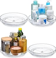 4 Pack 9 Inch Clear Acrylic Lazy Susan Turntable - Non-Skid Rotating Organizer for Kitchen Pantry Fridge Bathroom Vanity