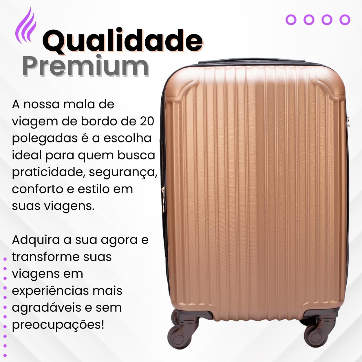 Mala de Viagem de Bordo Abs 10kg Expansiva ANAC 360 Graus com Senha (Caqui)