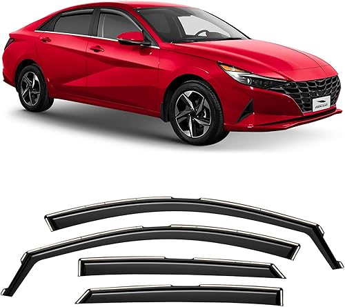 Voron Glass Protectores de lluvia extra duraderos en canal para Hyundai Elantra 2021-2025, deflectores de ventana, viseras de ventana de