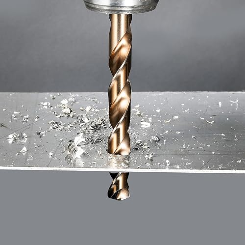 Miniatura 6 de KENDO Juego de 29 brocas de cobalto (116 a 12 pulgadas), acero de alta velocidad M35, punta de 135 grados, juego de brocas de longitud para metal