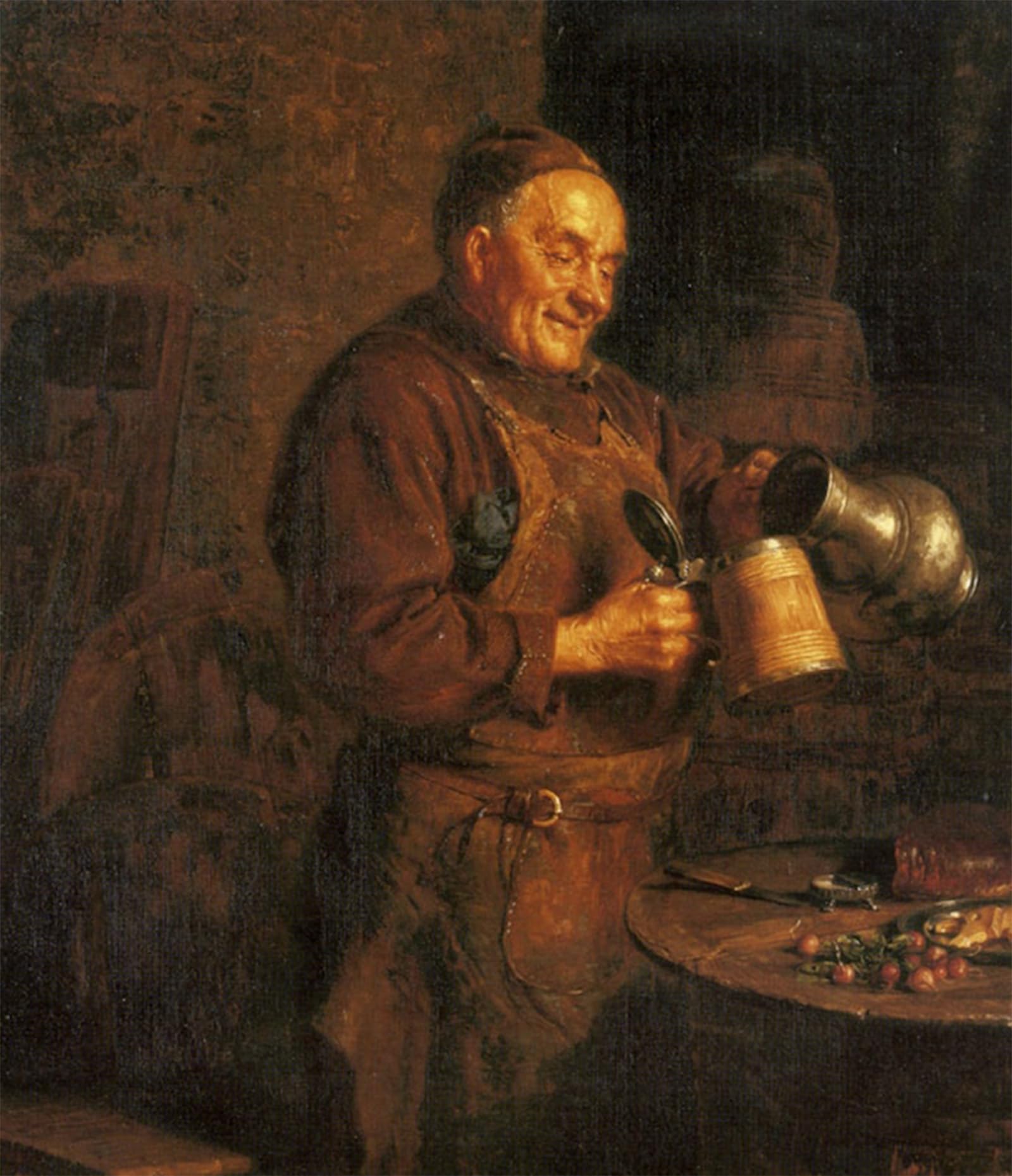 ARTXLXXBN Famous Painting Canvas Artwork Graffiti Print the Evening Meal by Eduard Grutzner Portrait Canvas Image for Home Decor 60x90cm