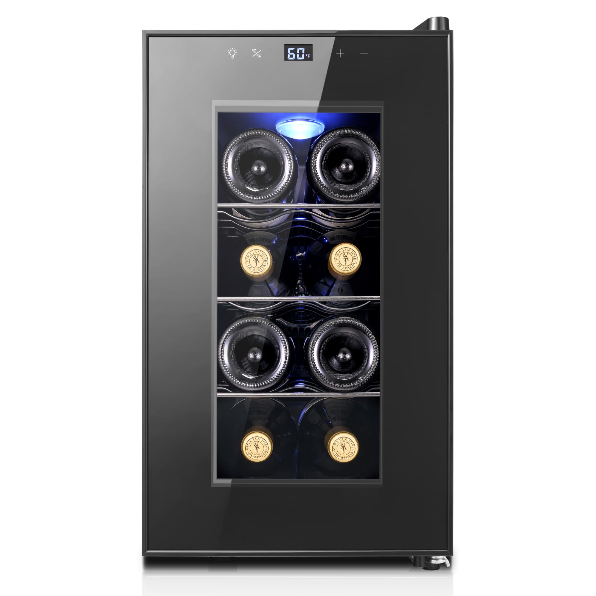 Yeego 8 Bottles Wine Fridge - 40-65℉ Wine Refrigerator with Thermoelectric Energy Cooling & 38dB Quiet, Freestanding,Countertop Wine Cooler with Glass Door for Apartment Office RVs, 25L(0.88 cu.ft) | Fridge.com