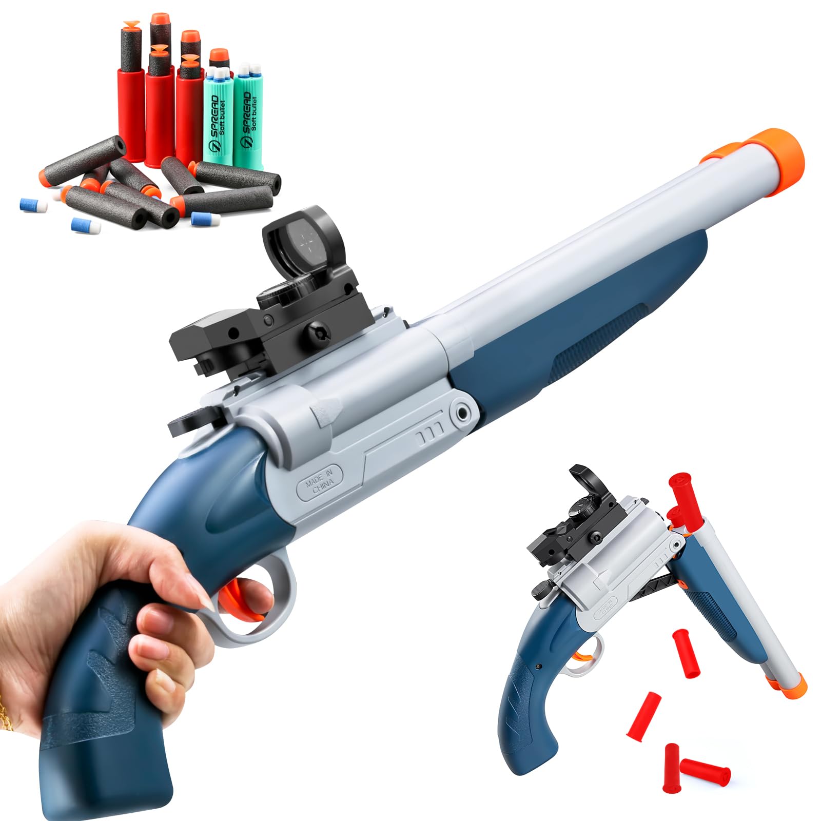 Safe Toy Gun for Boy with Ejecting Shell Soft Bullets,Realistic Model Shotgun Toys Foam Blaster Soft Bullet Play Gun Look Real Action