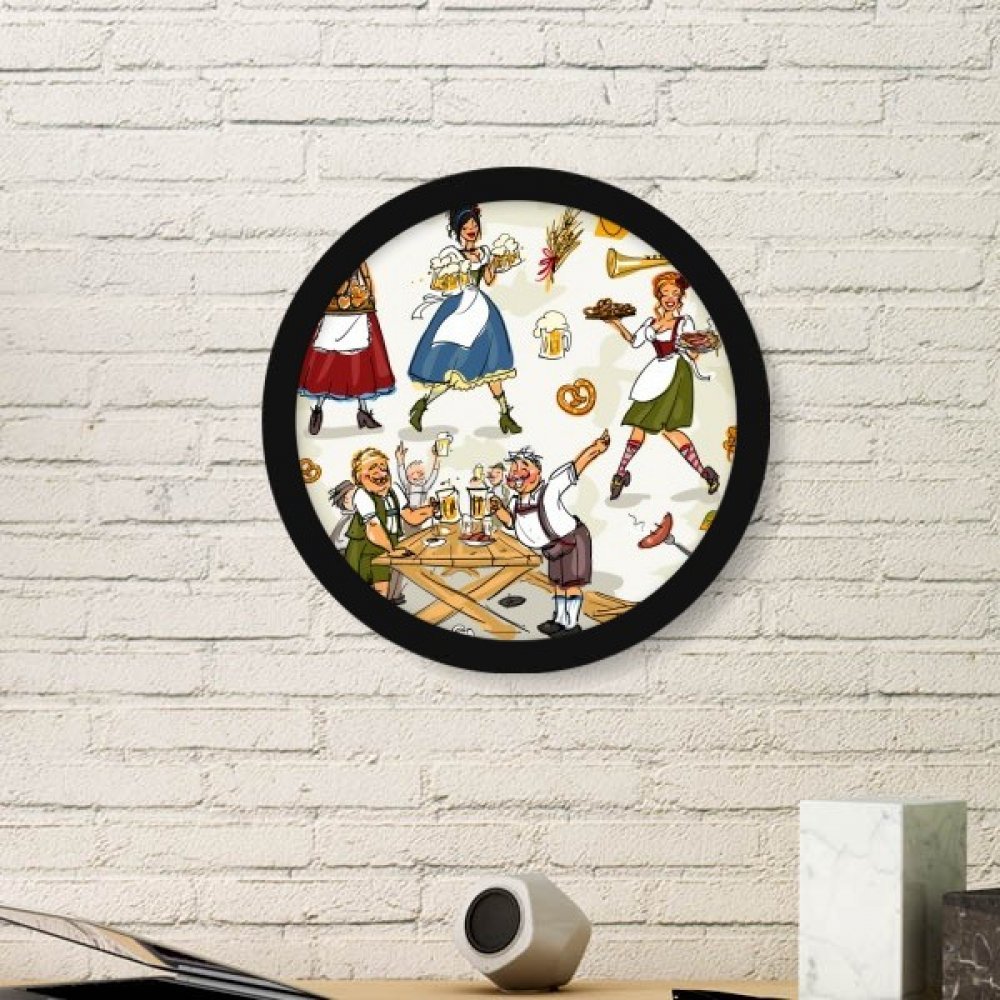 Cadre photo rond illustration petit déjeuner allemand noir décor mural