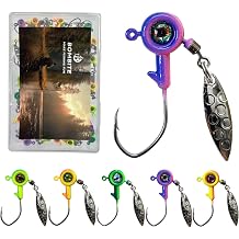 Crappie Jigs with Spinner - 1/32 oz, 1/16 oz, 1/8 oz Underspin Jig Heads for Crappie, Panfish, Bass - 40pcs