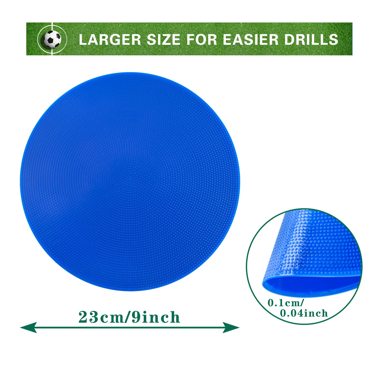 Spot Markers 22,9 cm in gomma antiscivolo per pavimento, coni piatti per calcio, basket, sport, allenamento di agilità e esercitazioni