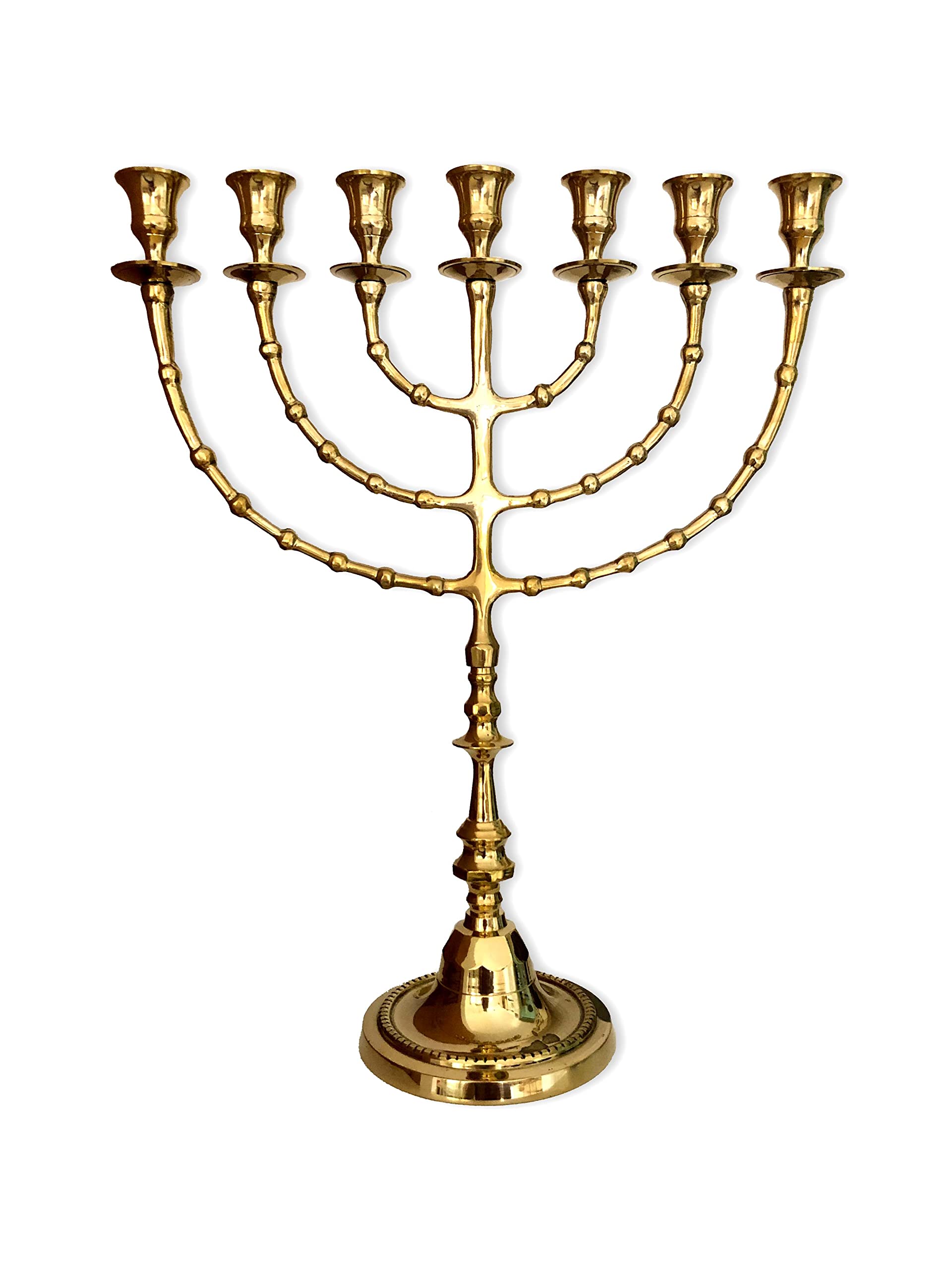 Brass 4898B, high 18",7 Branch, Menorah Candles, Menorah from Israel, The holy Land -Jerusalem