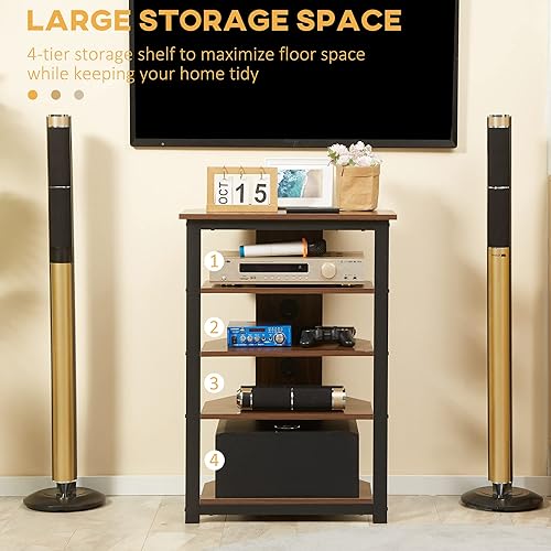 Miniatura 5 de HOMCOM Soporte multimedia con estante de audio de 4 niveles, estante de esquina para medios AV con gestión de cables para reproductores de DVD,