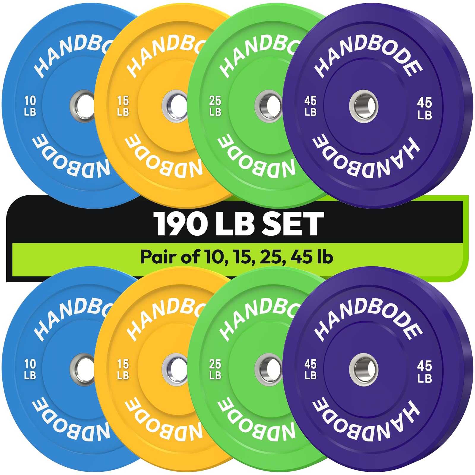2-Inch Weight Plates High Bounce Olympic Bumper Plate Set 45 100 160 190 260 300lb Colored Weight Plates