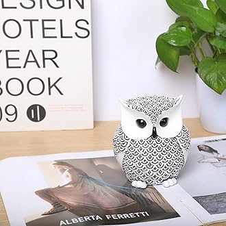 Artpaul Owl Decor Home Décor Accents Small Decor Items for Shelf Owl Figurines Home Decor Owl Decorations for Home, Office, Gifts for Owl Lover(White)