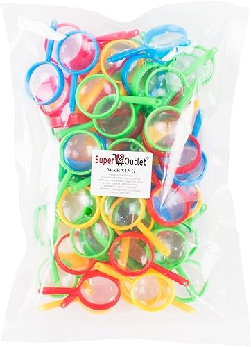 Miniatura 6 de Super Z Outlet Mini lupas de 2 pulgadas con bolsillo de plástico para niños, detective, explorador, manualidades, recuerdos coloridos para fiestas