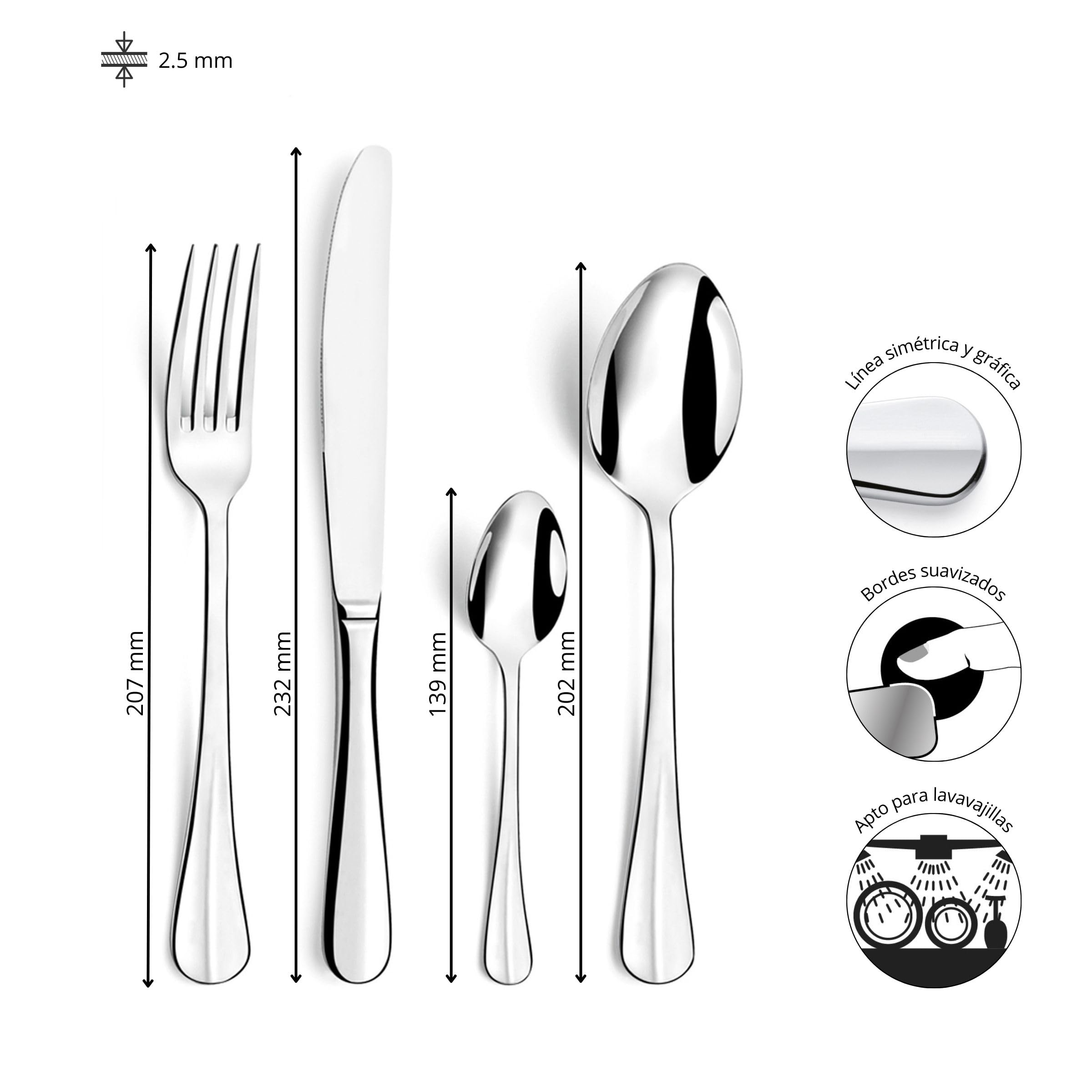 AMEFA Coffret de 24 couverts Gamme Baguette Acier inox