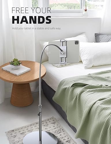 Miniatura 4 de Lamicall Soporte de suelo para tablet con cuello de cisne  Soporte giratorio para tablet con altura ajustable y base estable de 10.6 libras, para