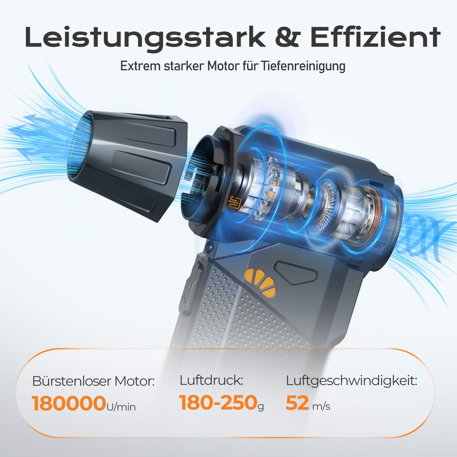SEANCHEER 2-in-1 Elektrische Staubgebläse & Mini Staubsauger, 180000 U/min Stufenlose Drehzahlregelung Compressed Air Duster, 8000mAh Akku, für PC/Sofa/Auto. (Schwarz - mit Staubsauger)