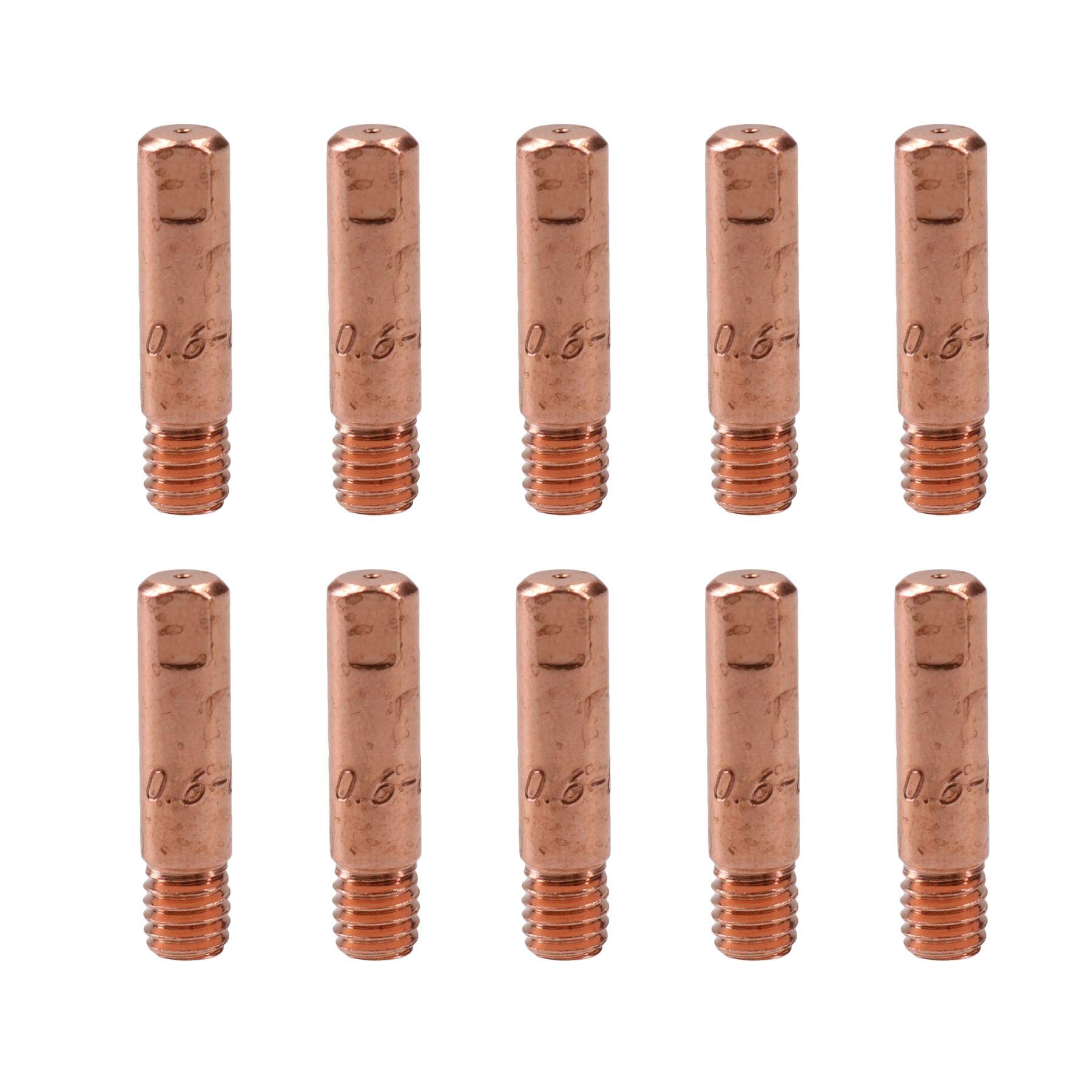 0.6mm Mig Welding Welder Round Contact Tips for MB15 Euro Torches 10pk