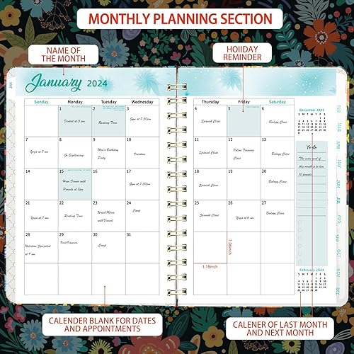 Miniatura 3 de Agenda mensual 2024, agenda diaria y semanal con calendario, libro de citas, planificador estudiantil 2024