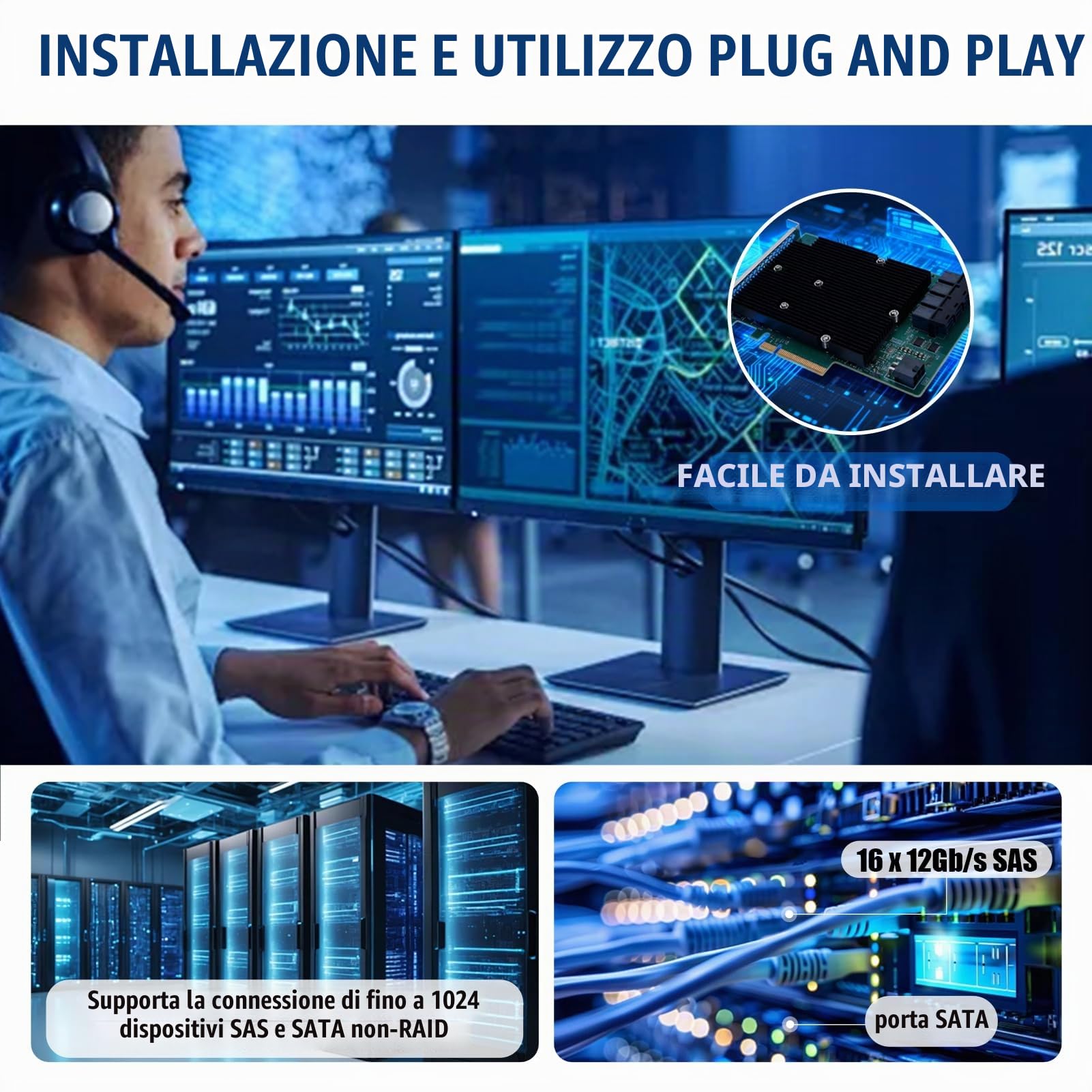 Scheda HBA, Controller Di Porta SATA LSI SAS 9300 16I, Modello IT, 12 Gbps Ad Alta Velocità PCIe 3.0, Tipo Di Bus PCIe 8X, Il Dispositivo Supporta 1024 Dispositivi SAS Non RAID, SATA