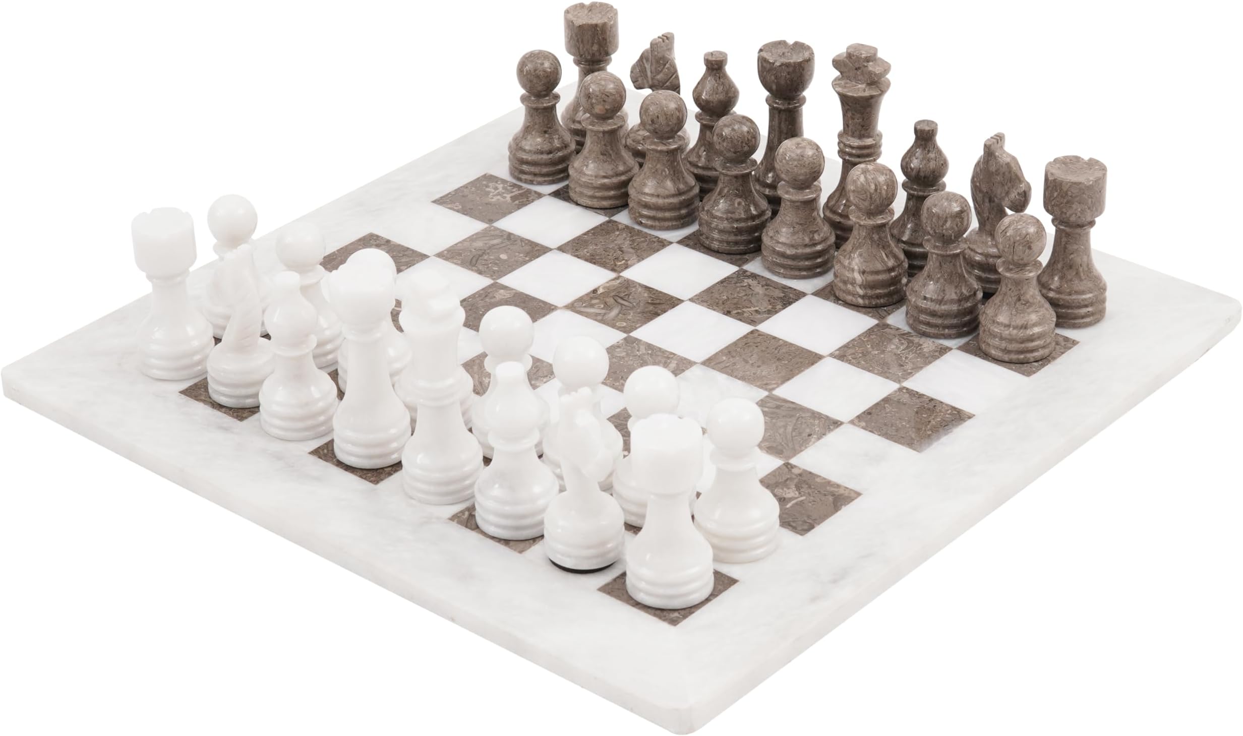 Radicaln Marble Chess Set 15" Luxury Board Game & Chess Sets for Adults | White & Oceanic Marble, Handmade, Natural Marble Veining, Luxury Decor, Elegant Gift, 32 Chess Figures