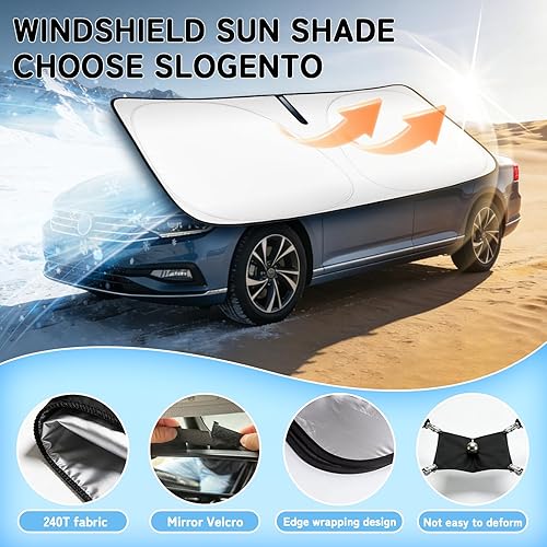 Miniatura 4 de Parasol de parabrisas de ajuste personalizado para Nissan Rogue 2014-2020, bloquea los rayos UV y el calor, parasol de ventana delantera, fácil de