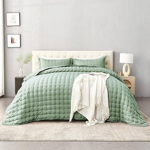 Quilt Queen Size Bedding Sets with Pillow Shams, Lightweight Soft Bedspread Coverlet,Pre-Washed Microfiber Comforter Bed Cover, All Season Bedding Coverlets, 3 Pieces, 90x90 inches