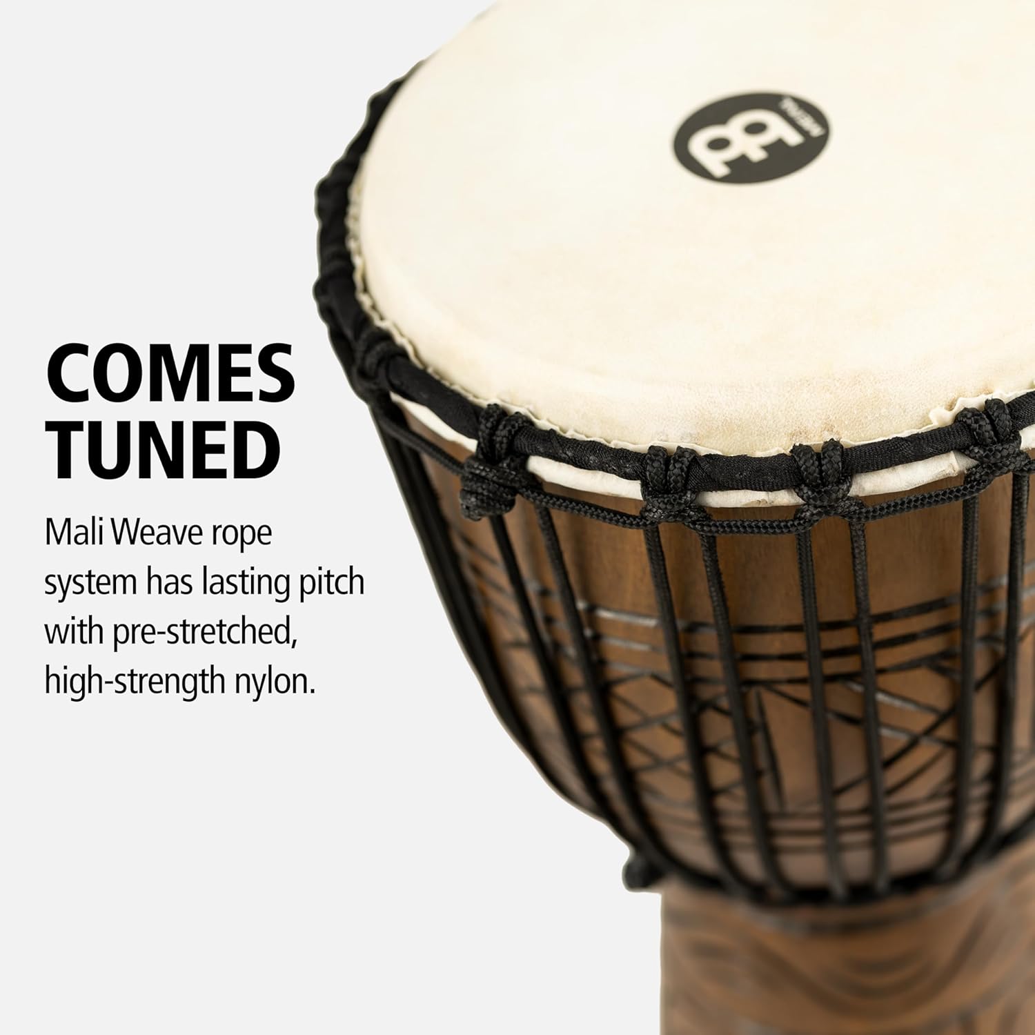 Meinl Percussion Djembe Drum African Hand Drum Instrument for Adults — NOT MADE IN CHINA — Mahogany Wood/Natural Head 10" x 20"