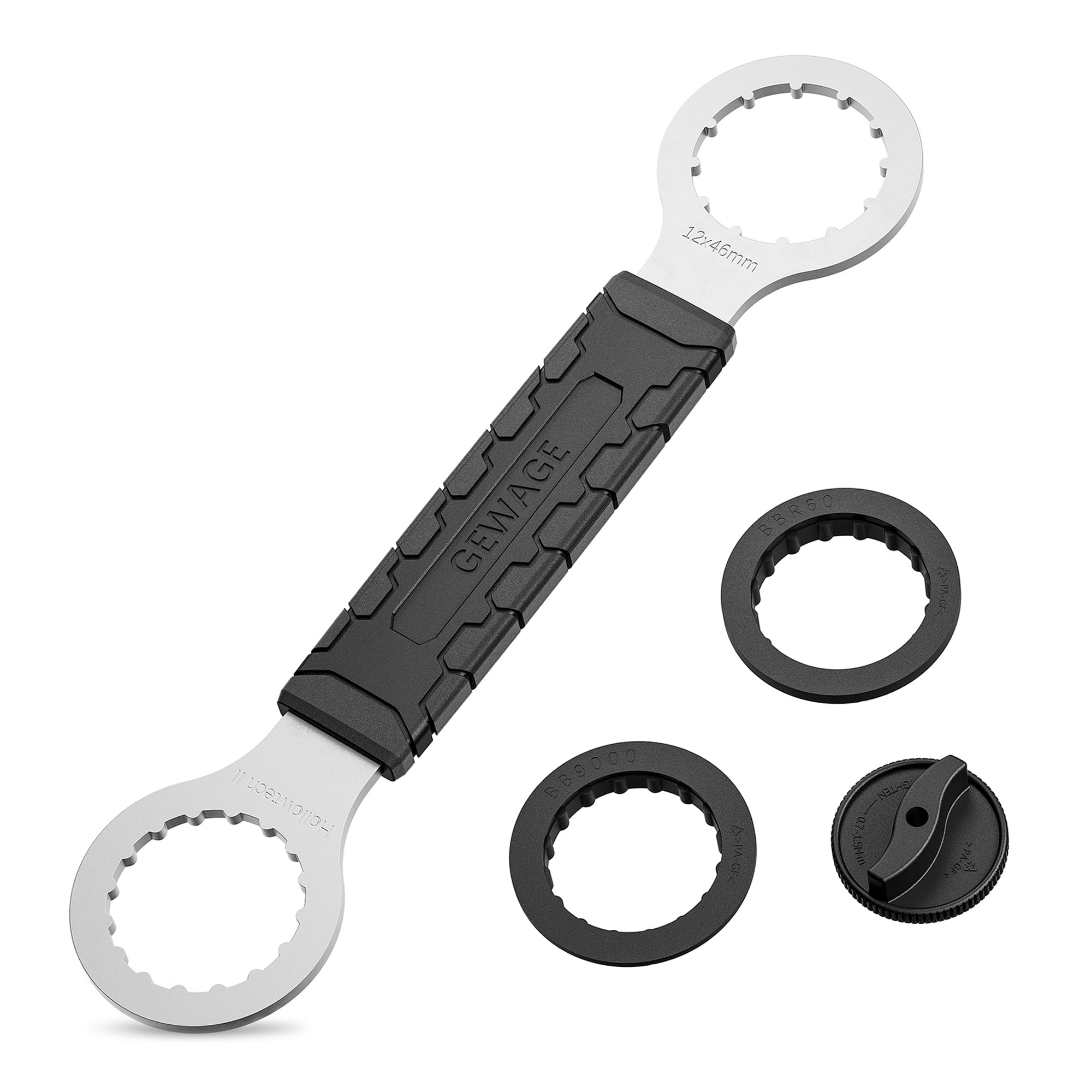 GEWAGE Bicycle Centre Lock Tool, Bicycle Bottom Bracket Key Compatible with Hollowtech II/BB9000,BBR60,M8000, RaceFace,Cinch,Rotor BSA30,Hawk Racing,BB3086M (16Notch 44mm &12Notch 46mm)