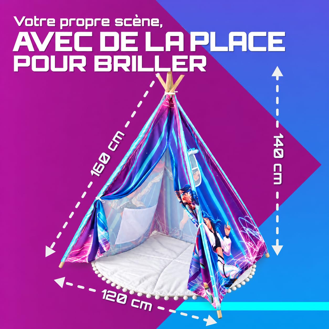 Tipi Infantil K-Pop de Concierto con Alfombra y Luces LED