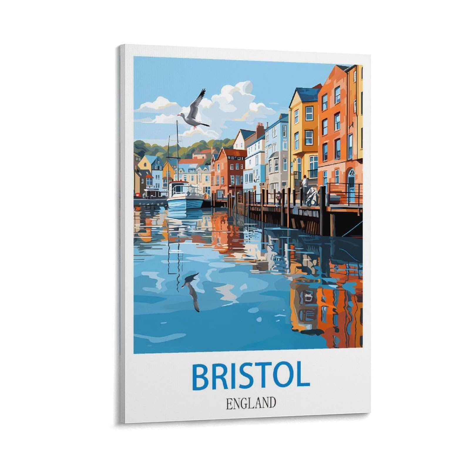 Lnmnjesg Frame-Style Bristol England Vintage Travel Posters 12X18inch(30X45cm) Canvas Painting Wall Art, Wall Decor Pictures Prints For Living Room Bedroom