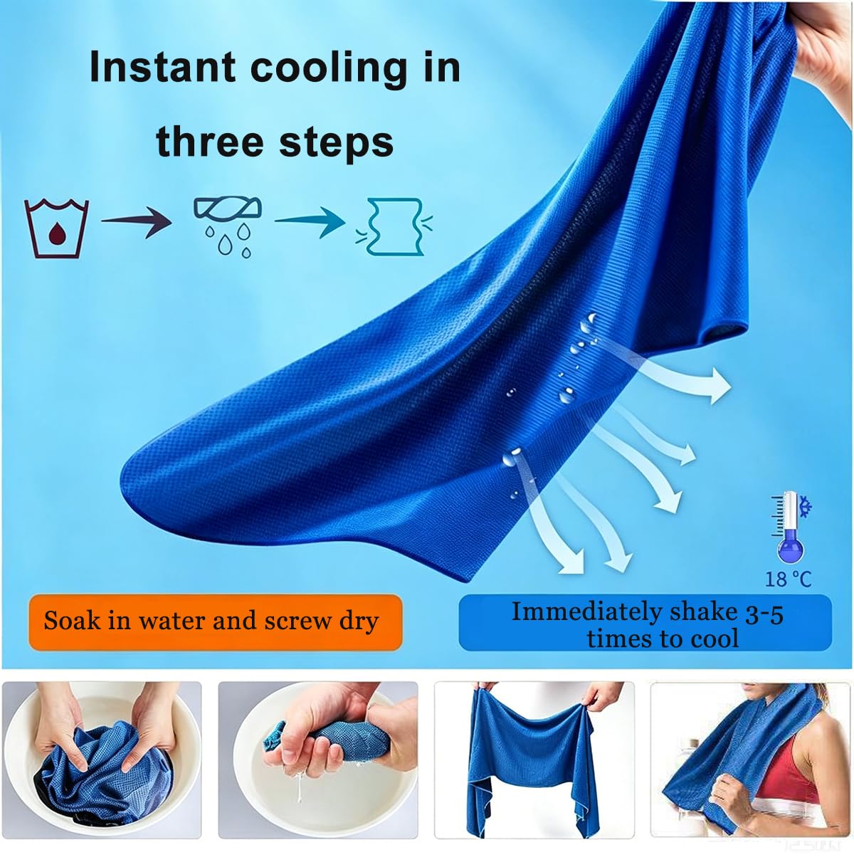 10 Piezas Toalla de Enfriamiento Toallas de Refrigeración Microfibra Transpirable Cooling Towel Toalla de Sudor para Gimnasio Yoga Golf Camping
